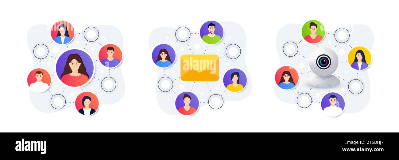 Travail à distance, travail des employés, membres de l'équipe à distance. Formation en ligne. Vidéoconférence. Vecteur Illustration de Vecteur