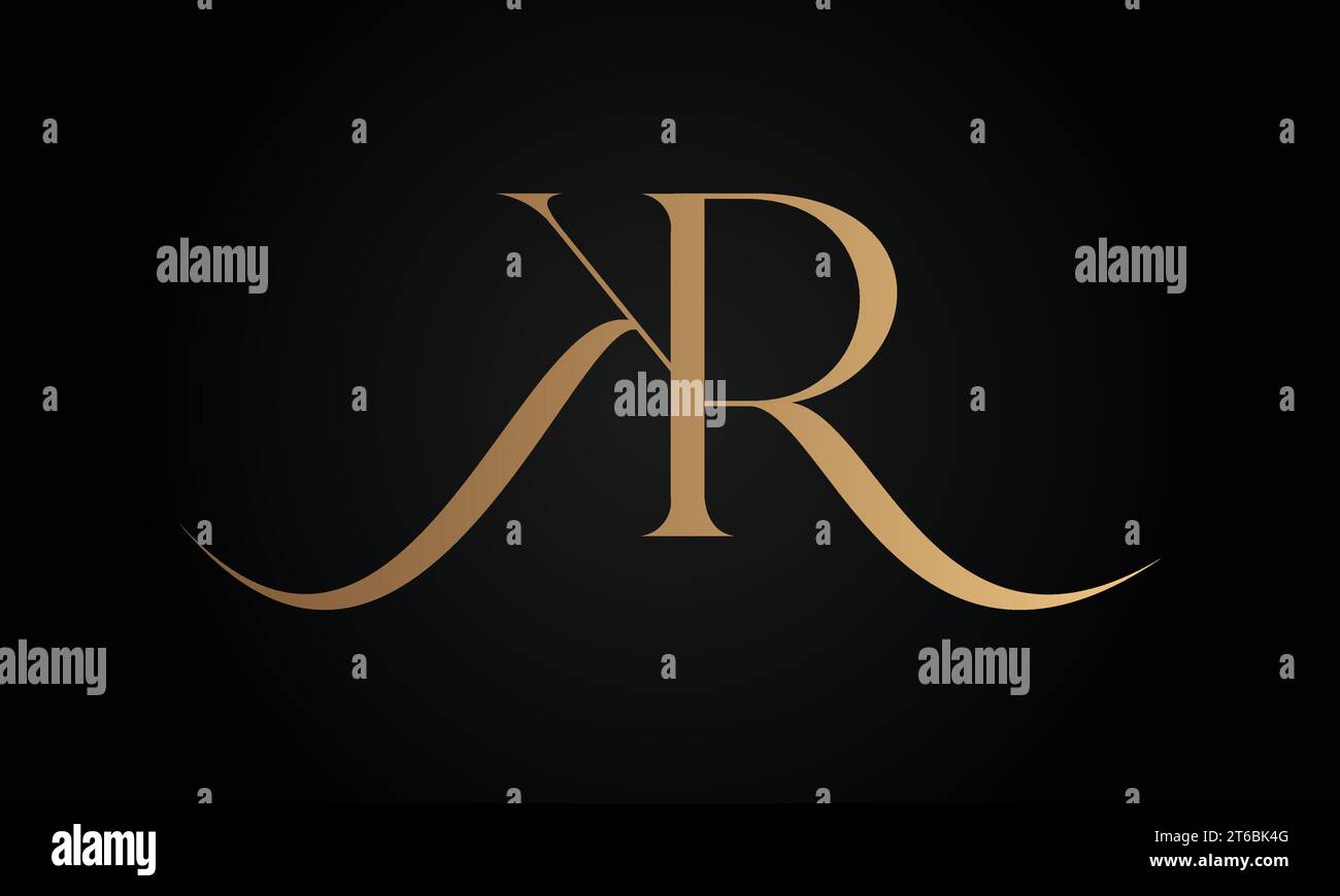 Design de logo de lettre de texte initiale de luxe KR ou RK Monogram Illustration de Vecteur