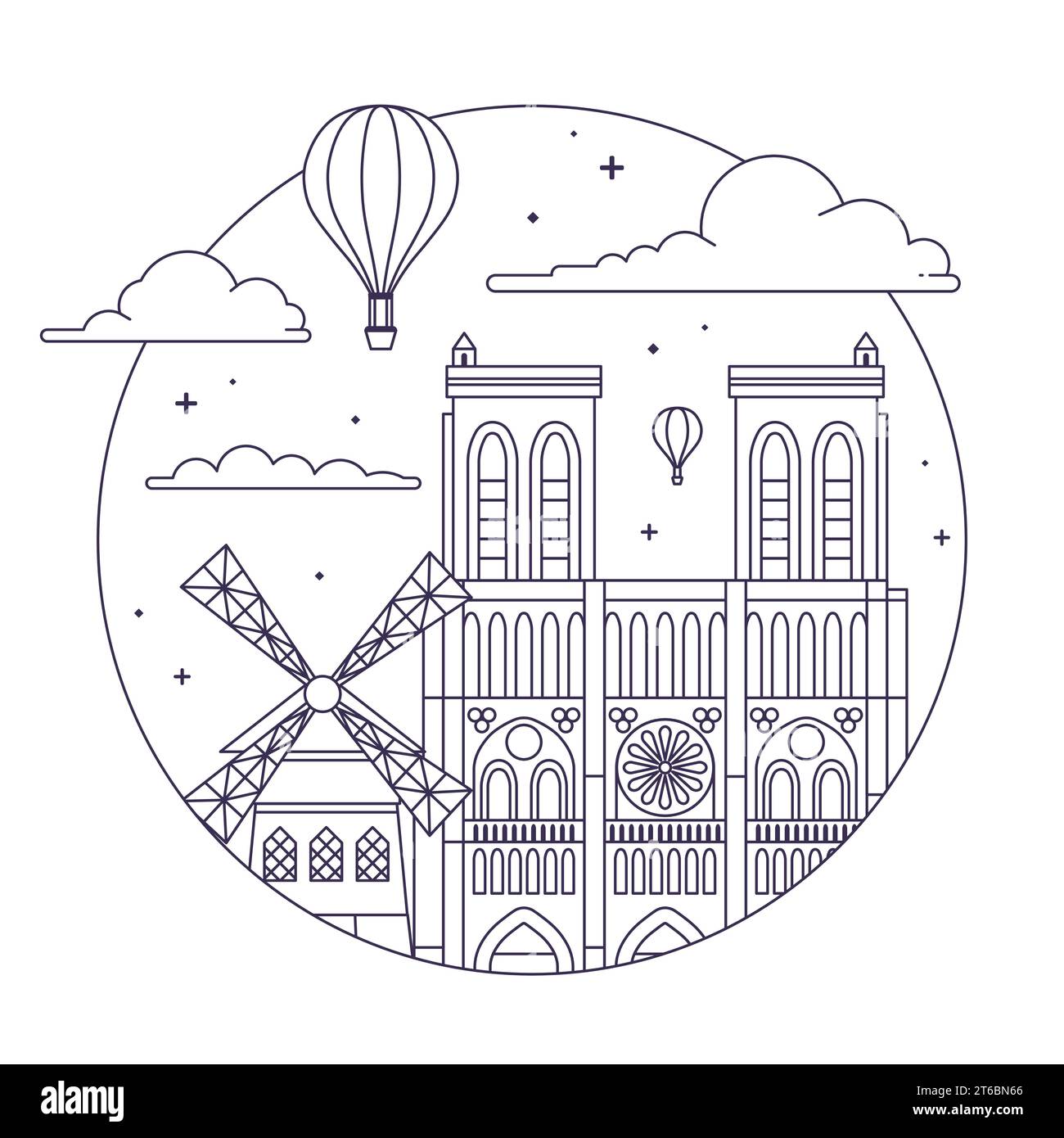 Paris icône Voyage avec notre Dame Illustration de Vecteur