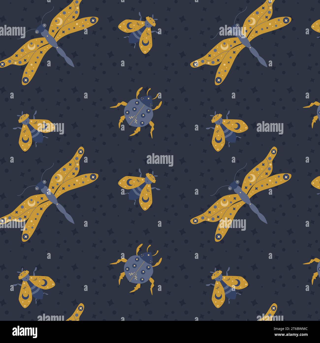 fond sans couture avec insectes magiques célestes Illustration de Vecteur