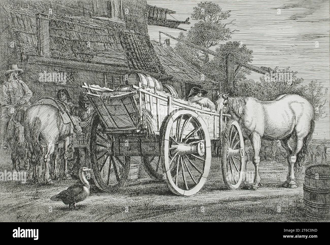 Chariot à quatre roues, 1643&#xa0;. Banque D'Images