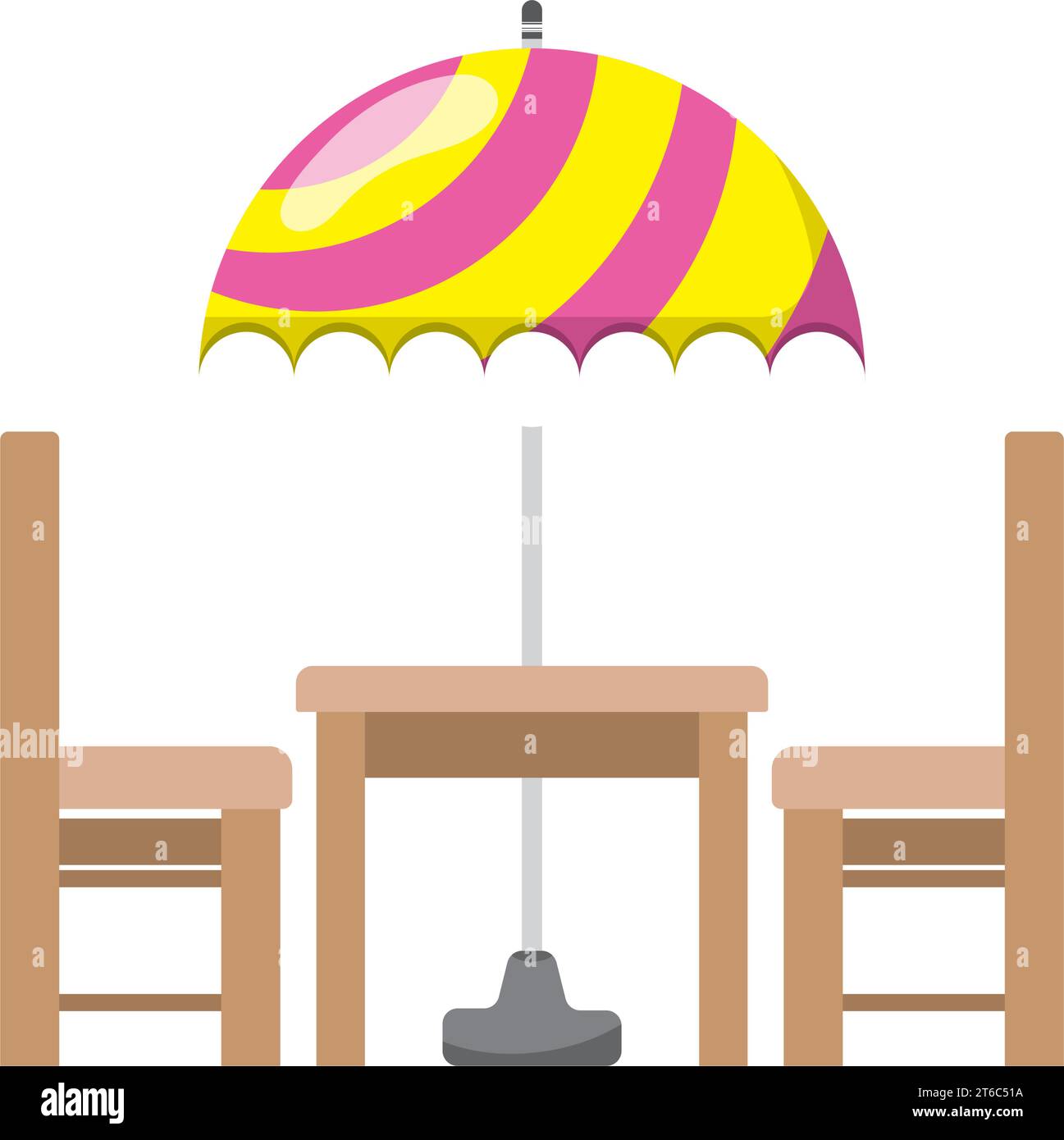 Table en bois extérieure isolée avec vecteur icône de parapluie Illustration de Vecteur