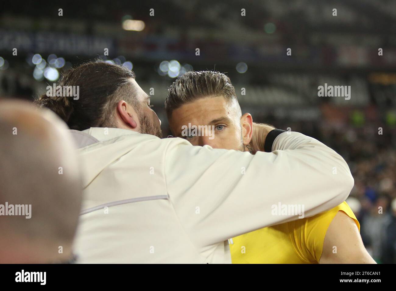 Londres, Royaume-Uni. 09 novembre 2023. Alexandros Paschalakis de l'Olympiacos après le match de l'UEFA Europa League entre West Ham United et l'Olympiacos Pirée au London Stadium, Queen Elizabeth Olympic Park, Londres, Angleterre, le 9 novembre 2023. Photo de Joshua Smith. Usage éditorial uniquement, licence requise pour un usage commercial. Aucune utilisation dans les Paris, les jeux ou les publications d'un seul club/ligue/joueur. Crédit : UK Sports pics Ltd/Alamy Live News Banque D'Images