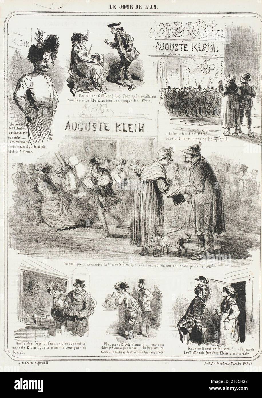 Auguste Klein - le jour de l'an, 1867. Périodique : le Charivari, jeudi, 26 décembre 1867.Auguste Klein - nouvel an&#x2019;s jour Banque D'Images