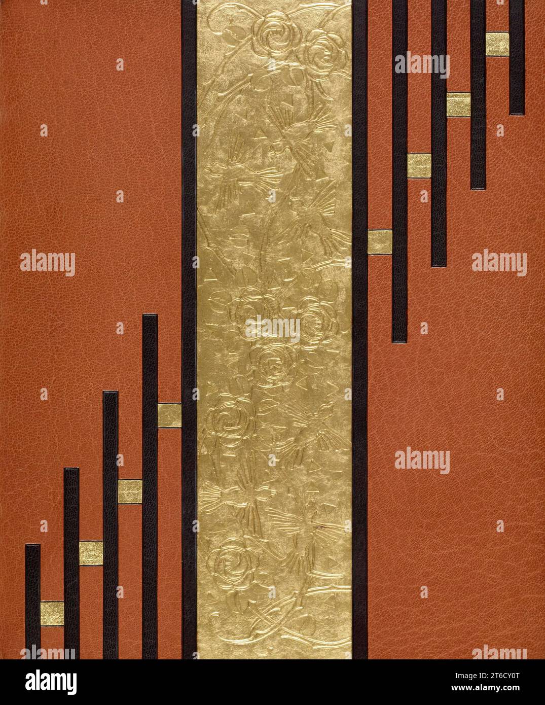 Couverture de livre pour "deux Contes", 1926. Fran&#xe7;ois-Louis Schmied (1873-1941) était un peintre, illustrateur, graveur et relieur qui, dans les années qui ont suivi la première Guerre mondiale, s'est spécialisé dans la création de &#xe9;éditions de luxe (éditions de luxe) - somptueusement et artistiquement produit des volumes de luxe. Superviser la typographie, la conception de la page, l'impression, l'illustration, la gravure, et liant, Schmied n'a épargné rien pour atteindre la qualité qu'il désirait. Bien que cette copie de deux des fables d'Oscar Wilde, traduite en français, ait été liée par Paul Gruel plutôt que Schmied lui-même, elle convient parfaitement à su Banque D'Images