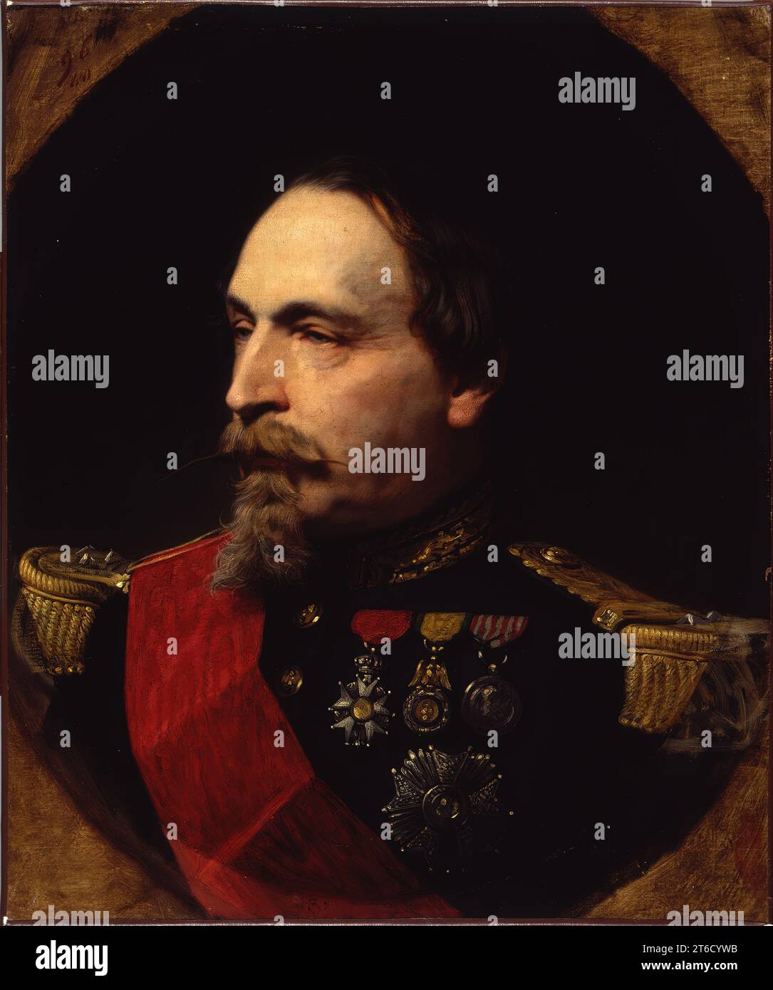 Portrait de Napoléon III, 1868. Yvon est le principal peintre de bataille du second Empire (1852-70), exécutant un certain nombre de toiles monumentales pour le château de Versailles. Il devient officier de la L&#xe9;gion d'honneur en 1867, et l'année suivante peint le portrait de Napoléon III. Il a également été l'un des principaux professeurs du &#xe9;cole des Beaux-Arts de 1863 à 83. L'empereur français est représenté dans sa prime, deux ans avant la défaite de ses forces dans la guerre franco-prussienne (1870-1871). Banque D'Images