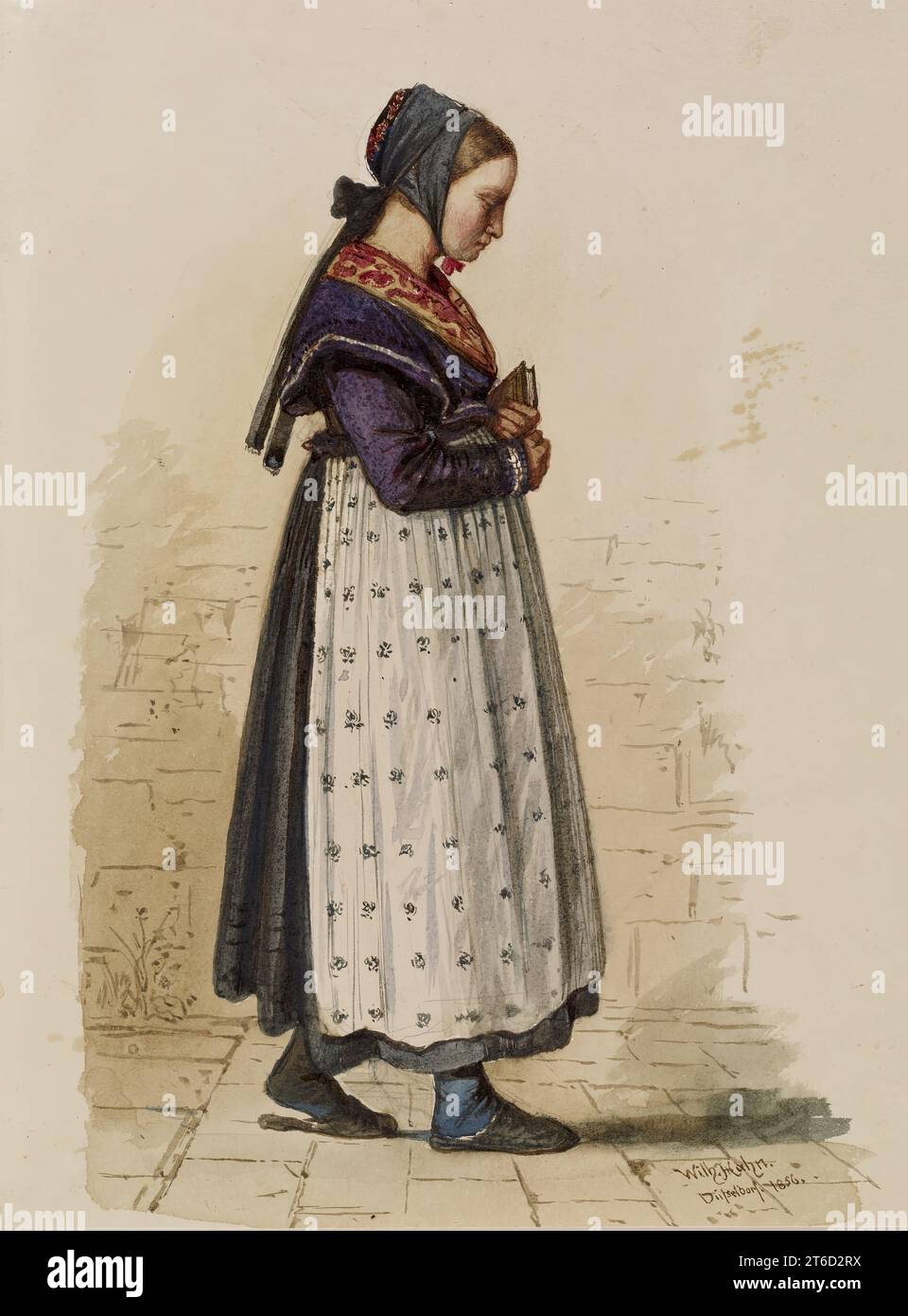 German Peasant Girl with Prayer Book, 1856. Banque D'Images