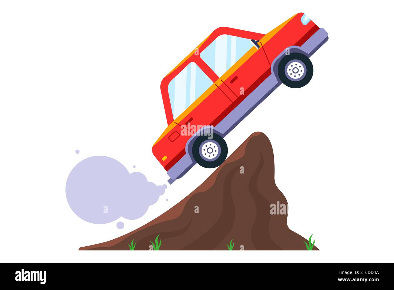 la voiture saute sur un tremplin. illustration vectorielle plate. Illustration de Vecteur