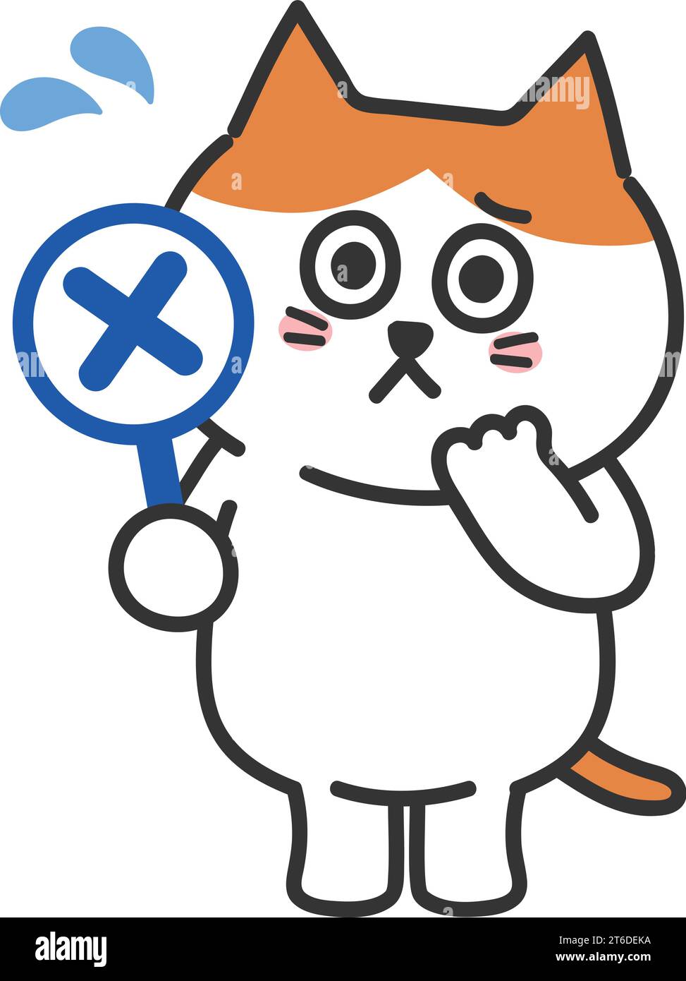 Un chat tabby orange pressé de dessin animé en difficulté fait une erreur. Illustration vectorielle isolée sur un fond transparent. Illustration de Vecteur