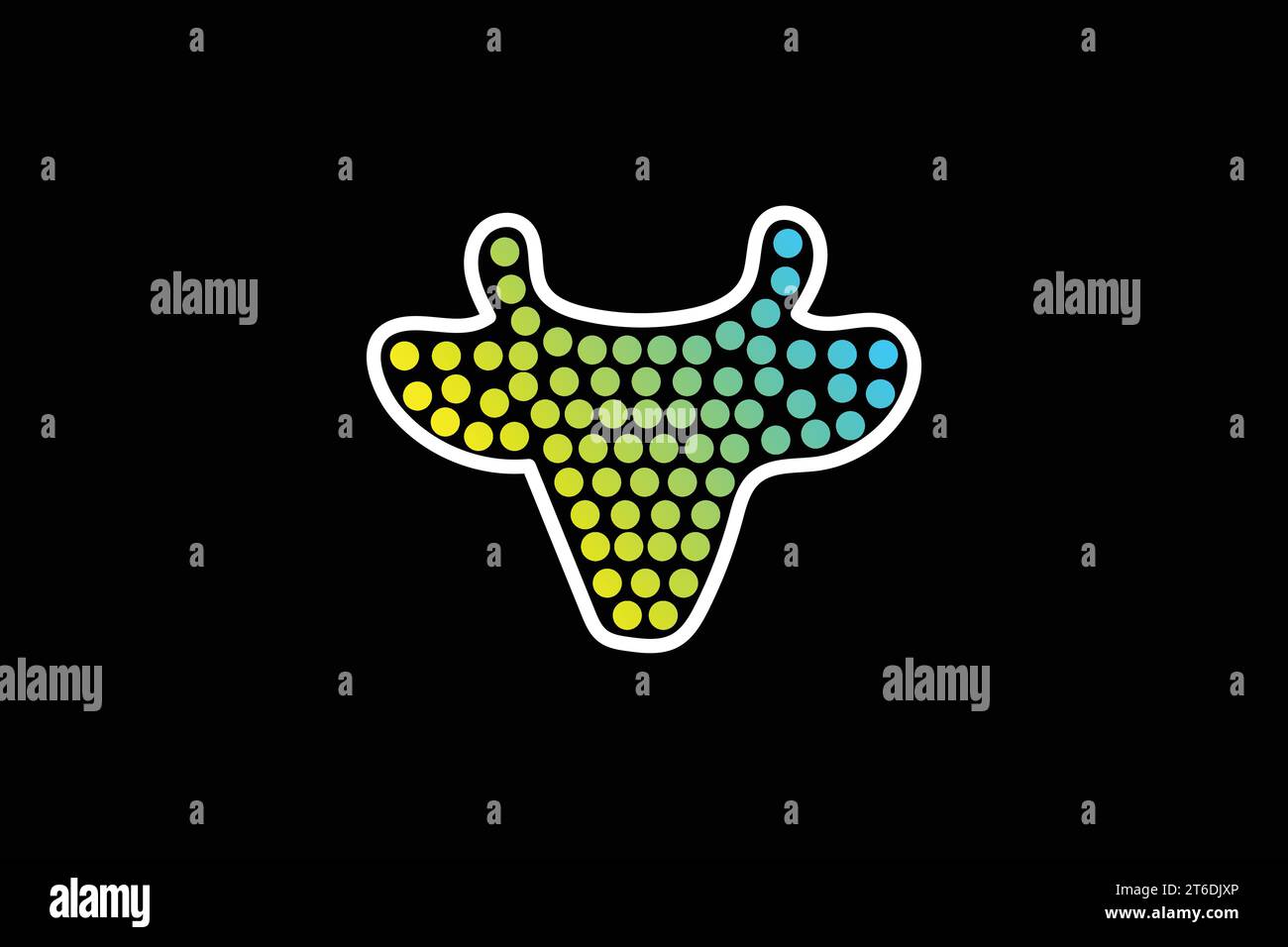 Conception moderne de logo vectoriel de tête de vache à points demi-ton Illustration de Vecteur