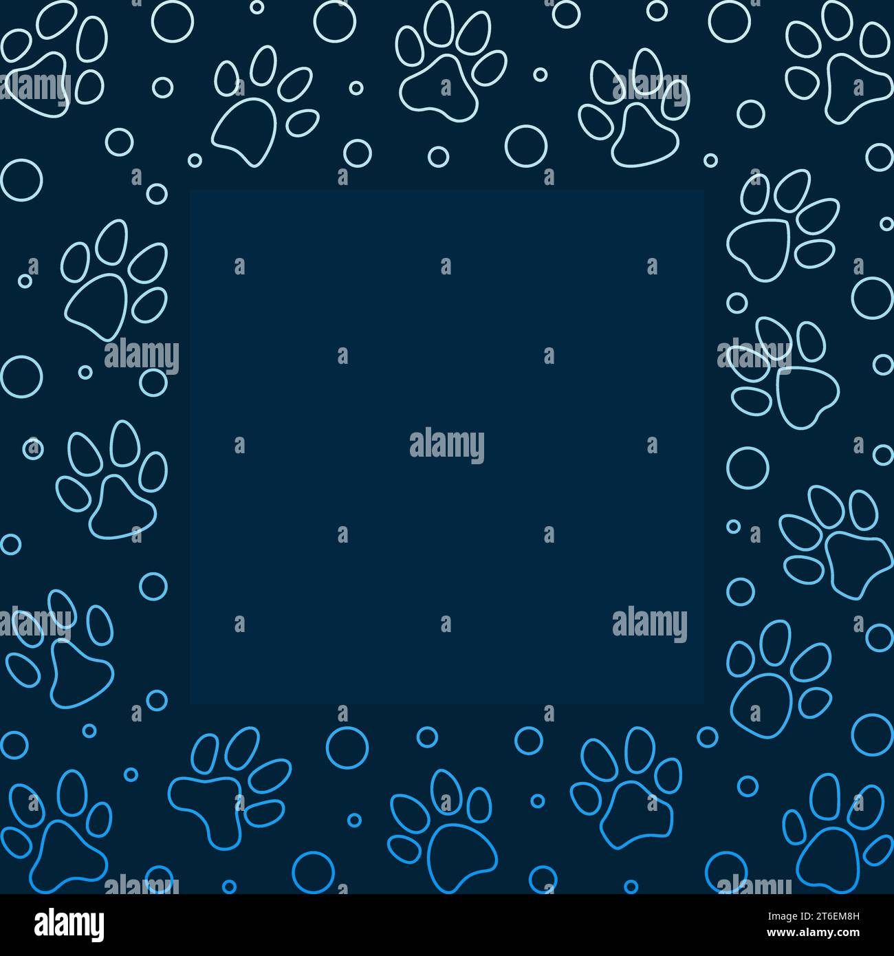 Chat ou chien Paw Prints vecteur concept bleu illustration moderne ou cadre dans le style de contour Illustration de Vecteur