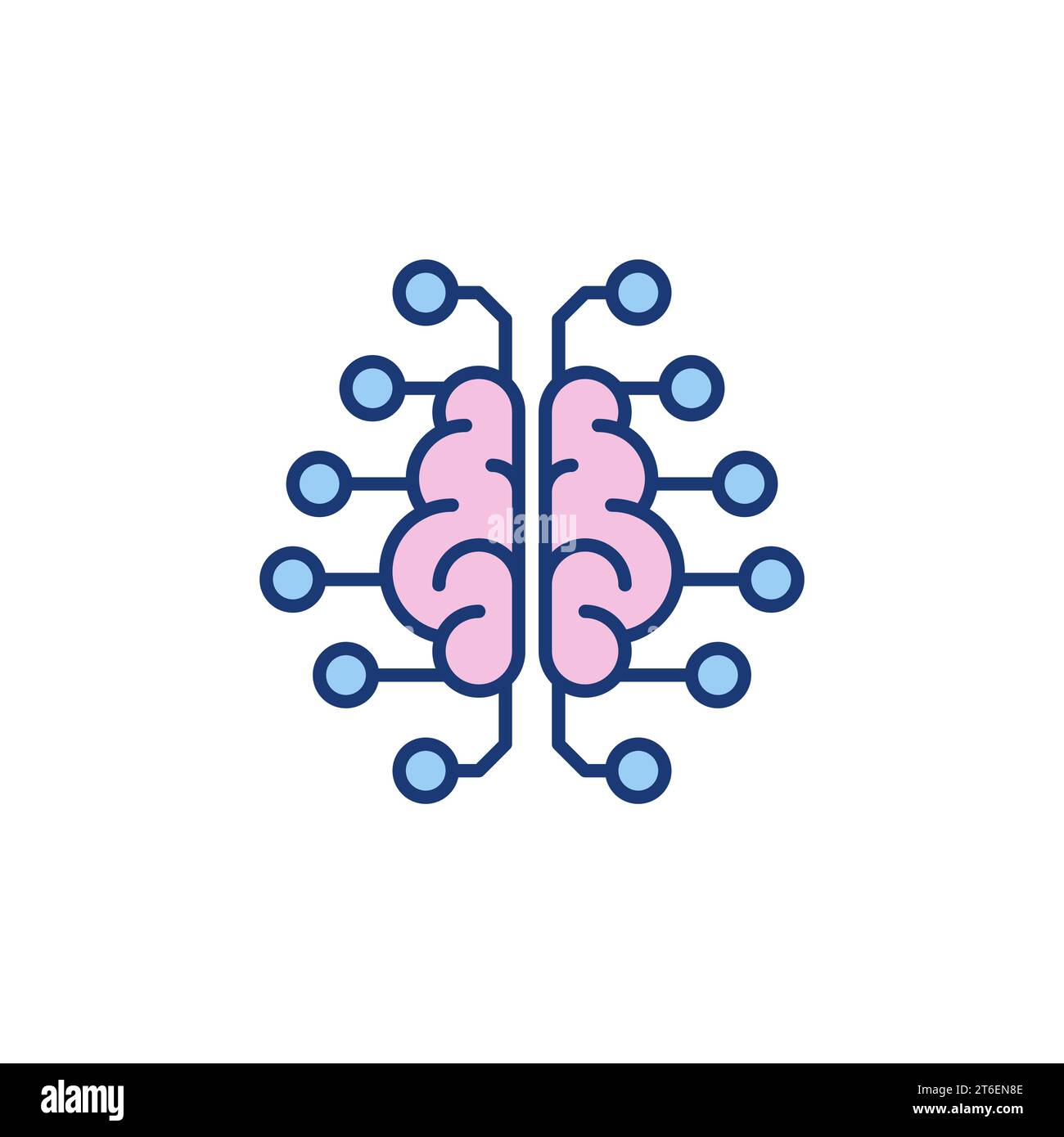 Connexions neuronales dans le cerveau humain icône colorée - vecteur synapse concept signe moderne Illustration de Vecteur