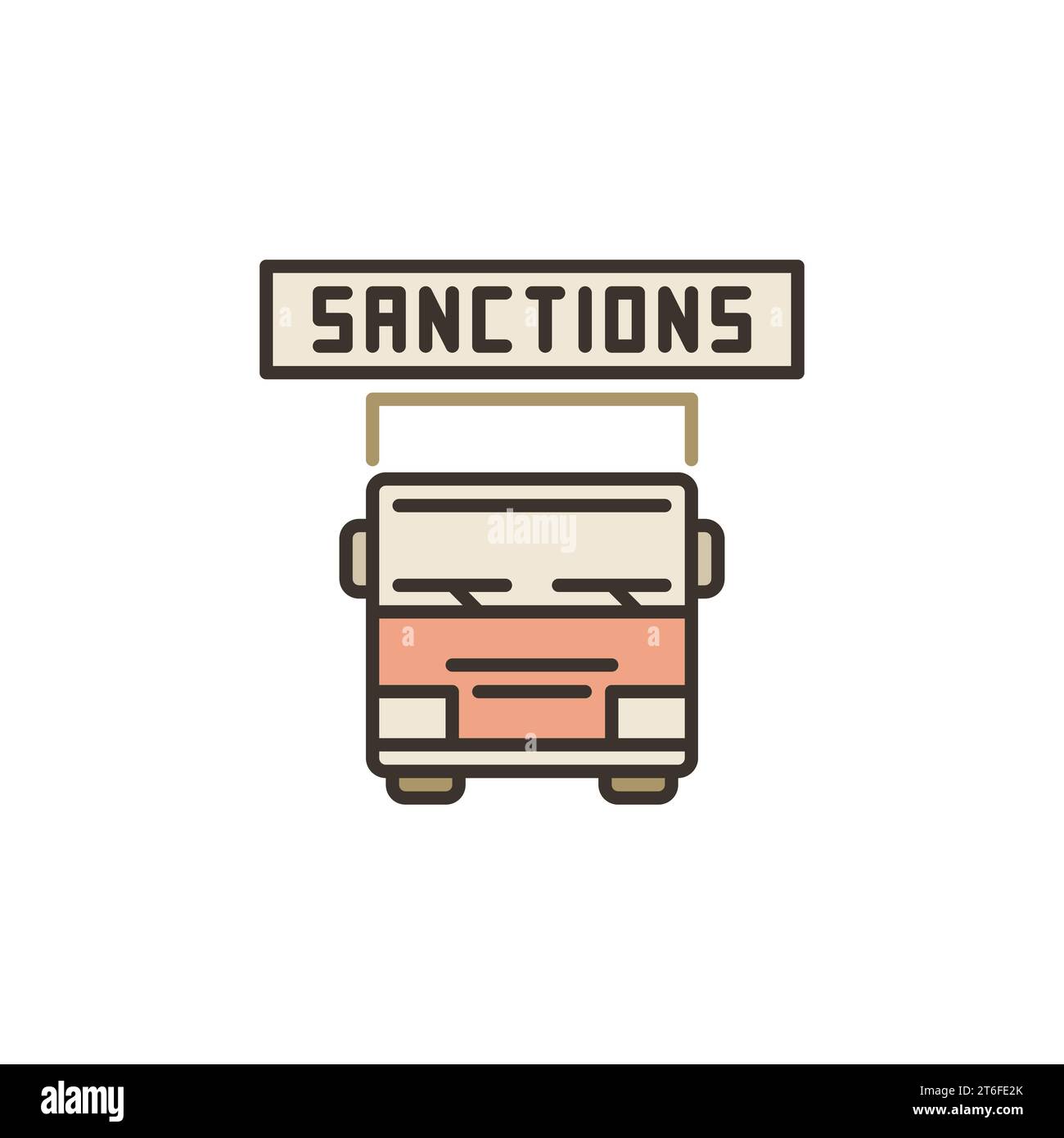 Sanctions sur le concept de vecteur de transport automobile icône ou signe coloré Illustration de Vecteur