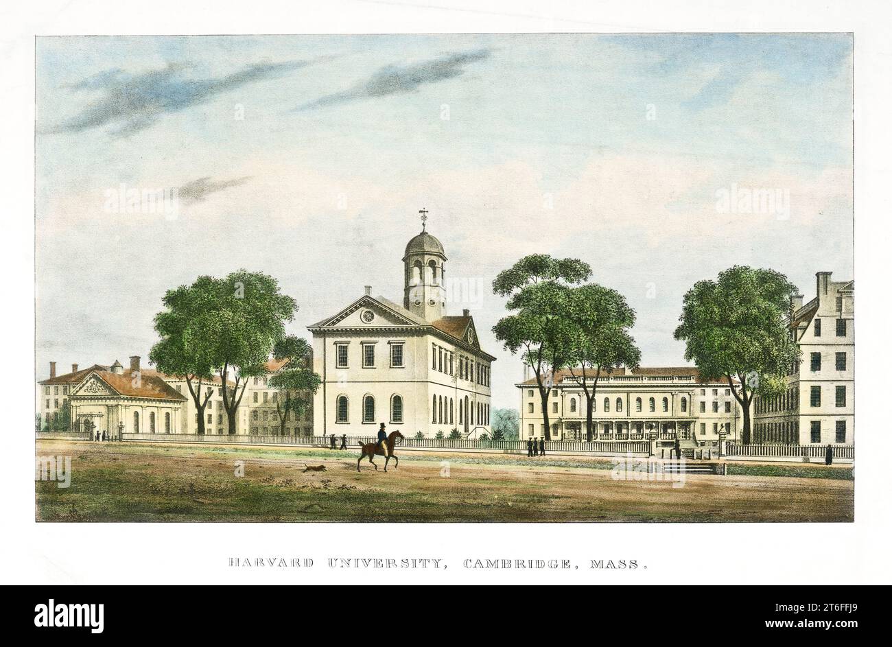 Vue ancienne de l'Université Harvard, Cambridge, Massachusetts. Par D.A. Jackson, Cambridge, 1828 Banque D'Images