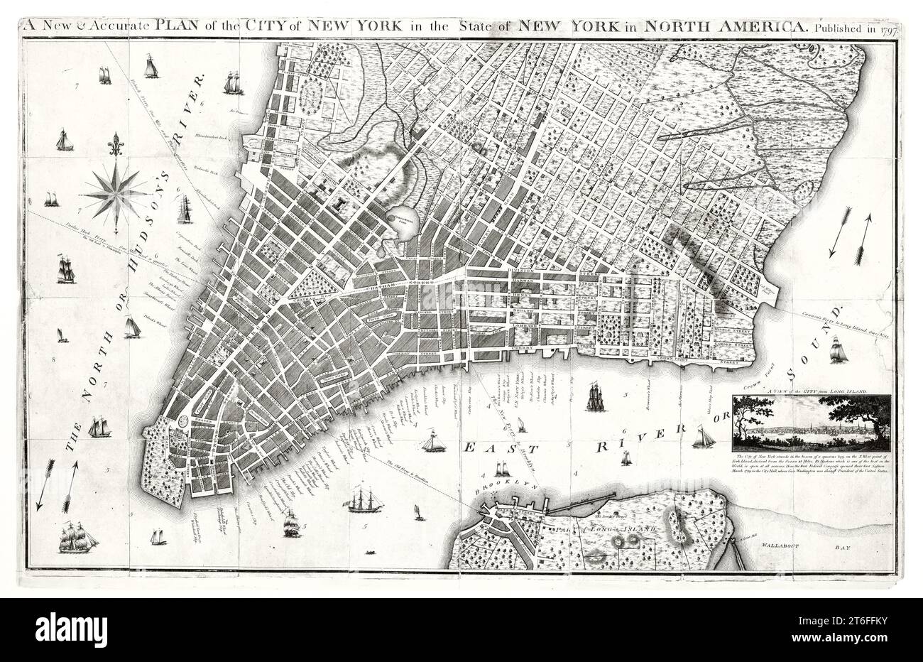 Vieux plan de New York. Par Taylor et Roberts, publ. À Londres, 1797 Banque D'Images