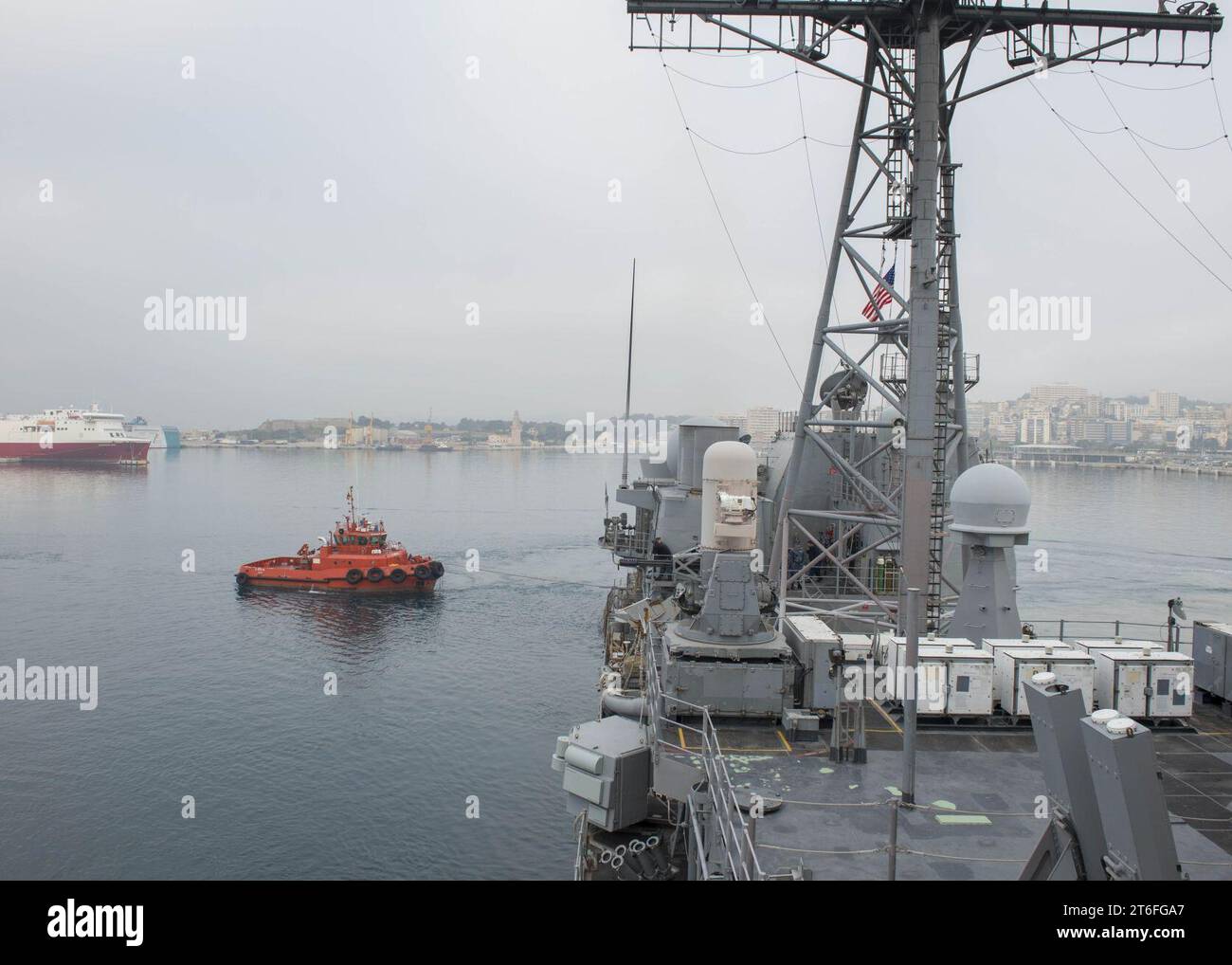 L'USS San Jacinto quitte Palma de Mallorca 140407 Banque D'Images