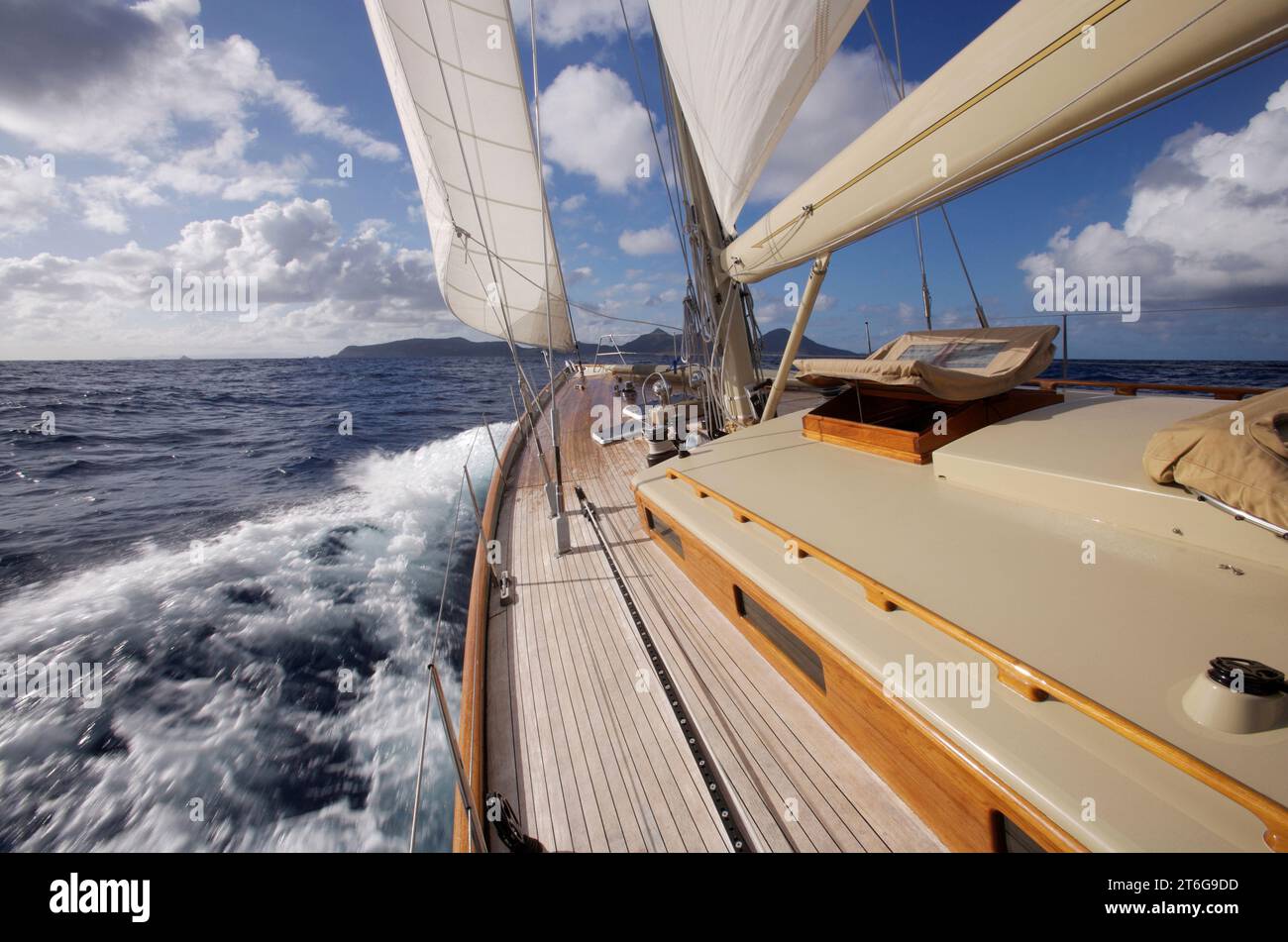 Vue depuis le pont d'un yacht de classe W. Banque D'Images