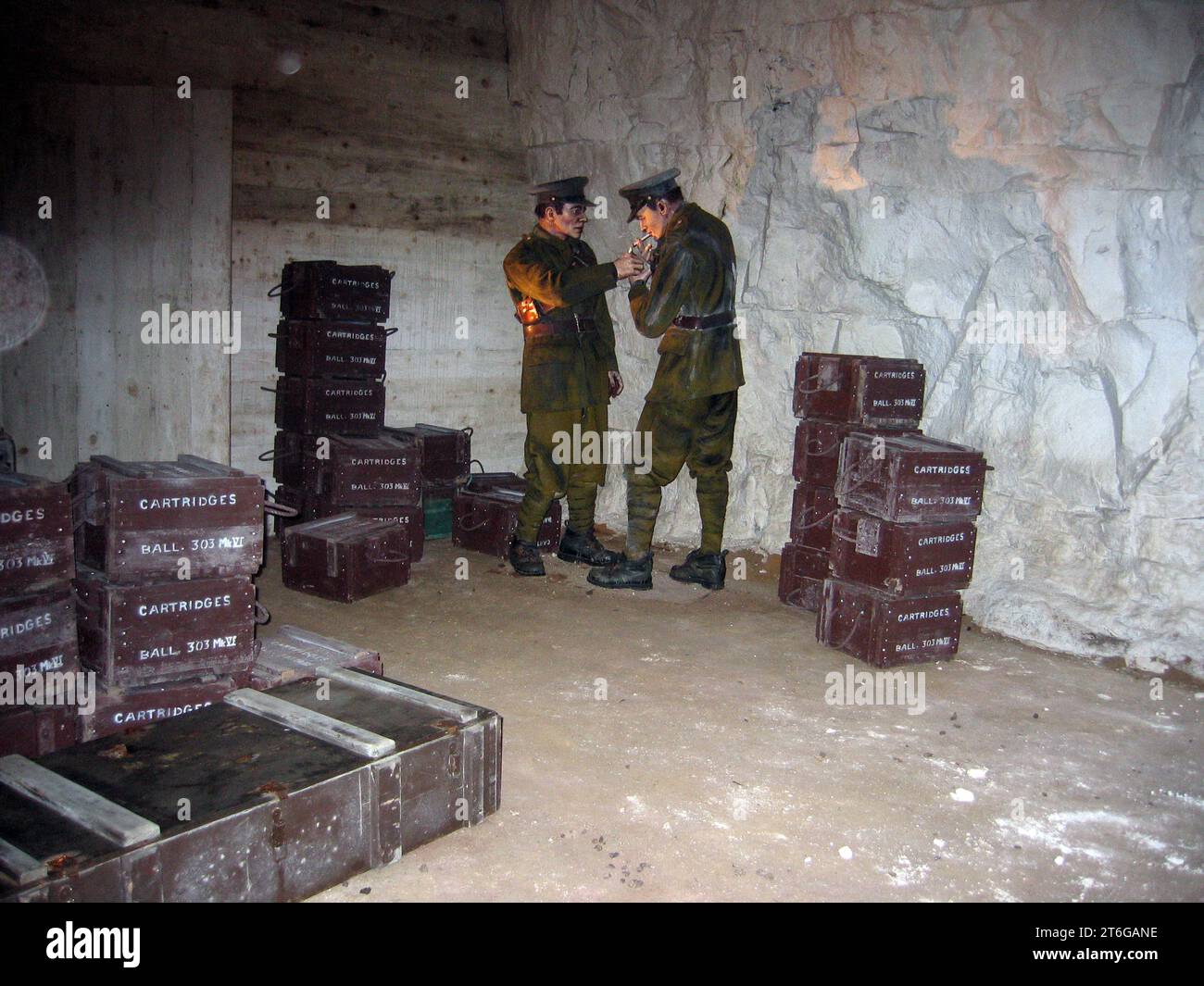 Recréation d'une scène WW2, grottes de Chislehurst, Royaume-Uni Banque D'Images