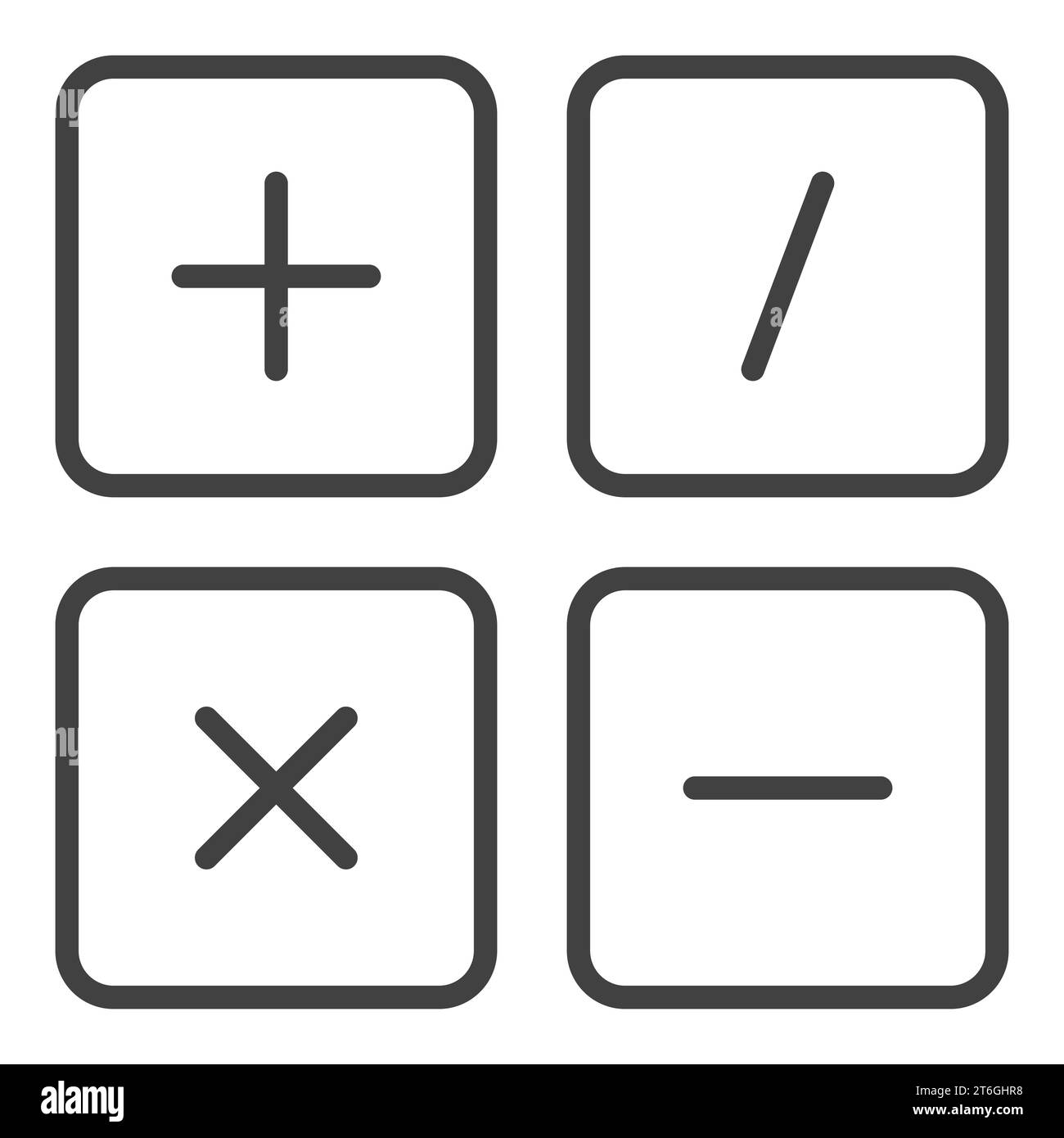 Symboles mathématiques de base vecteur concept icône ou symbole de ligne fine Illustration de Vecteur