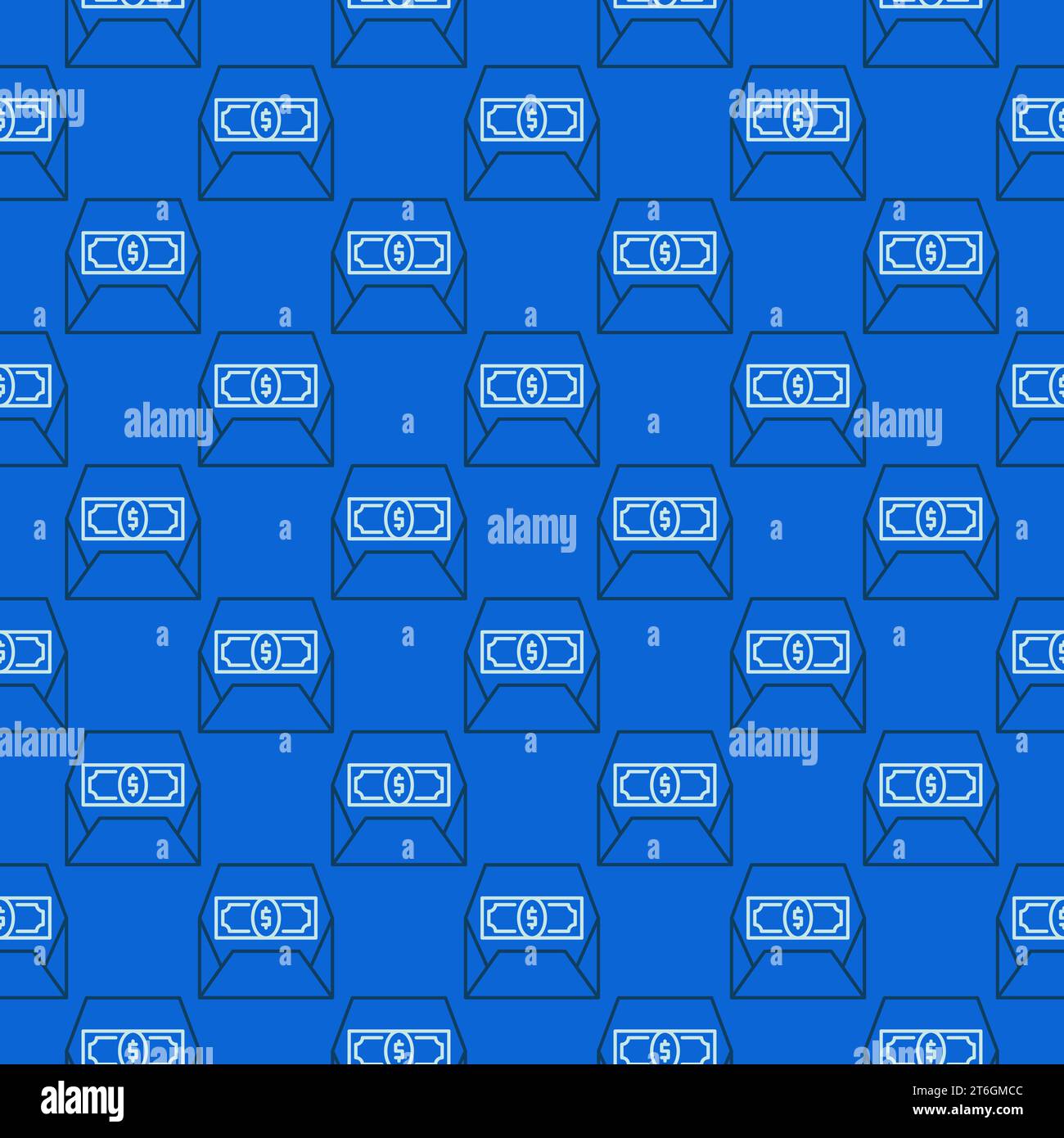 Enveloppe ouverte avec vecteur d'argent USD Commision concept bleu modèle sans couture linéaire Illustration de Vecteur
