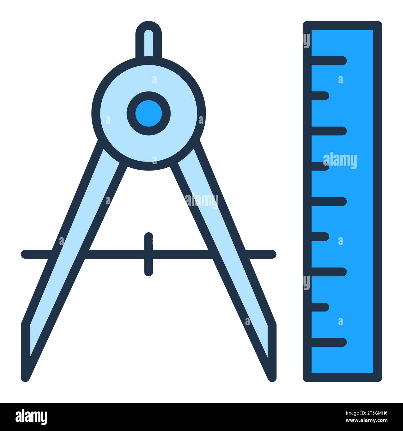 Règle et boussole vecteur mathématiques Outils concept icône ou signe bleu Illustration de Vecteur