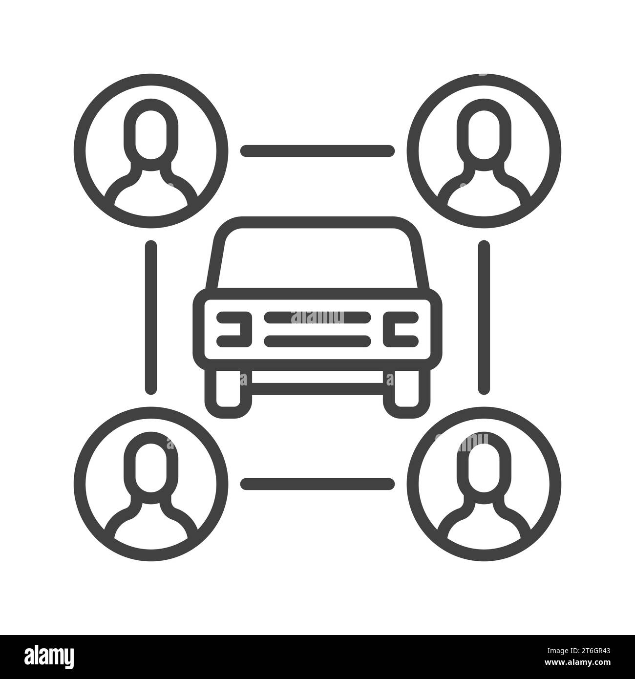 Icône ou symbole linéaire Vector car Sharing ou Rental concept Illustration de Vecteur