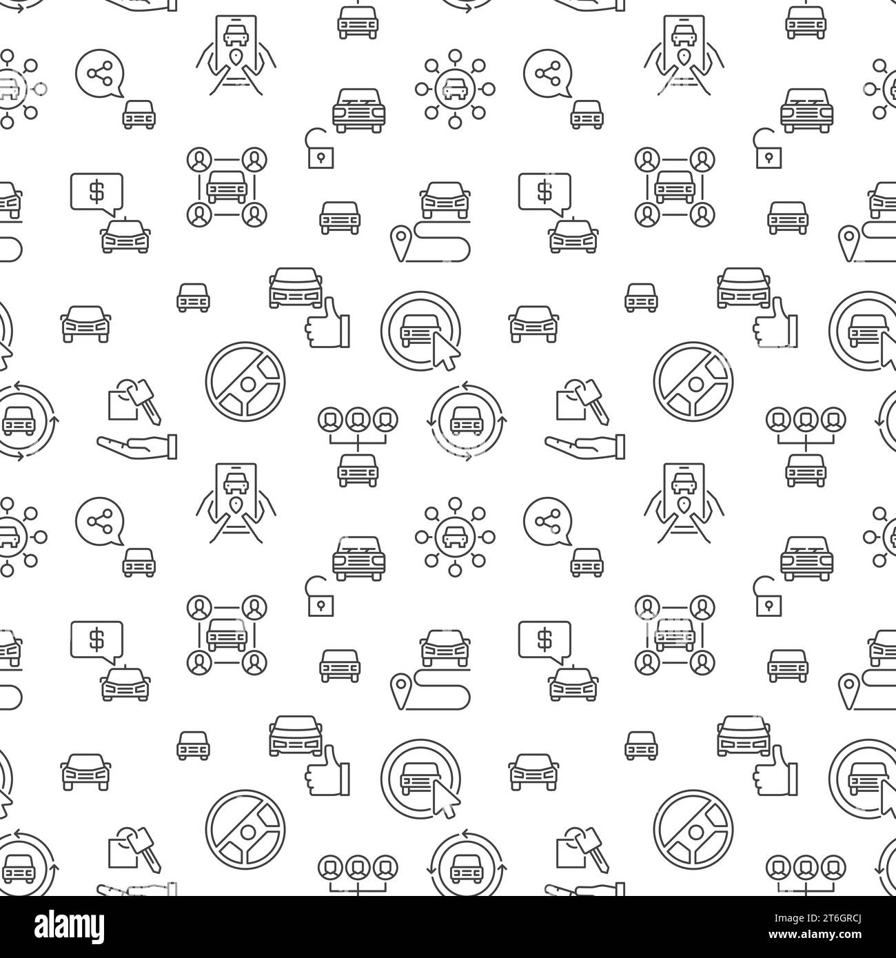 Concept de partage de voiture vectoriel contour minimal Seamless Pattern ou arrière-plan Illustration de Vecteur