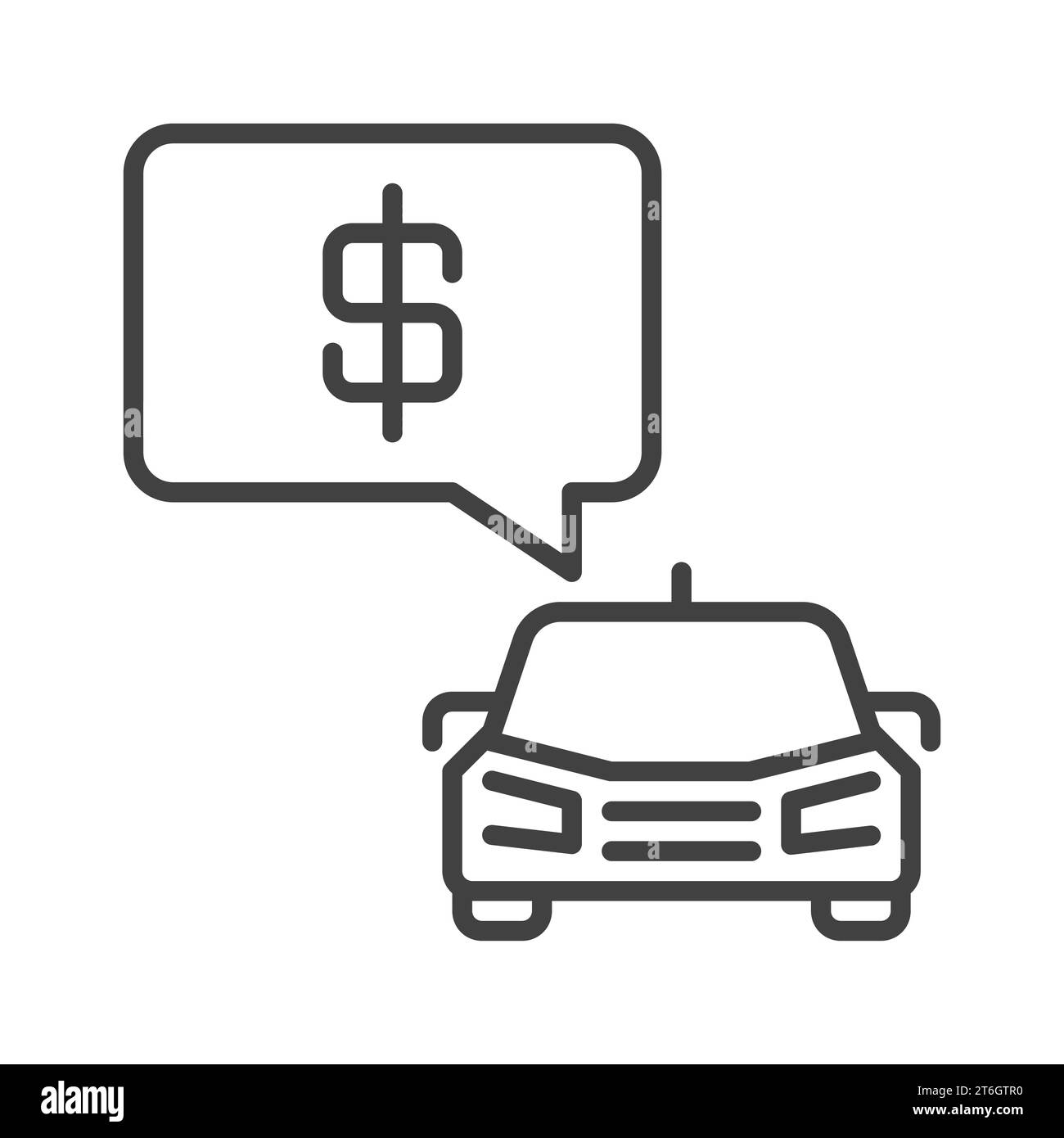Voiture avec le signe Dollar dans le concept de vecteur de bulle de parole icône linéaire ou symbole Illustration de Vecteur