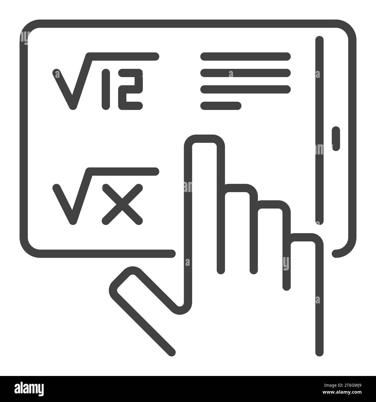 Tablette avec icône ou symbole linéaire du concept vectoriel Math Education Illustration de Vecteur