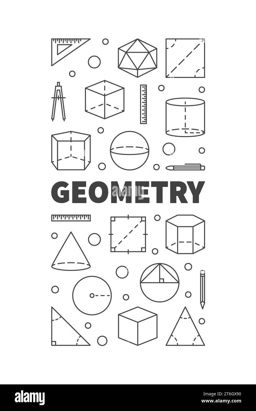 Vecteur de concept de géométrie fine ligne verticale minimale bannière ou illustration avec des signes de formes géométriques Illustration de Vecteur