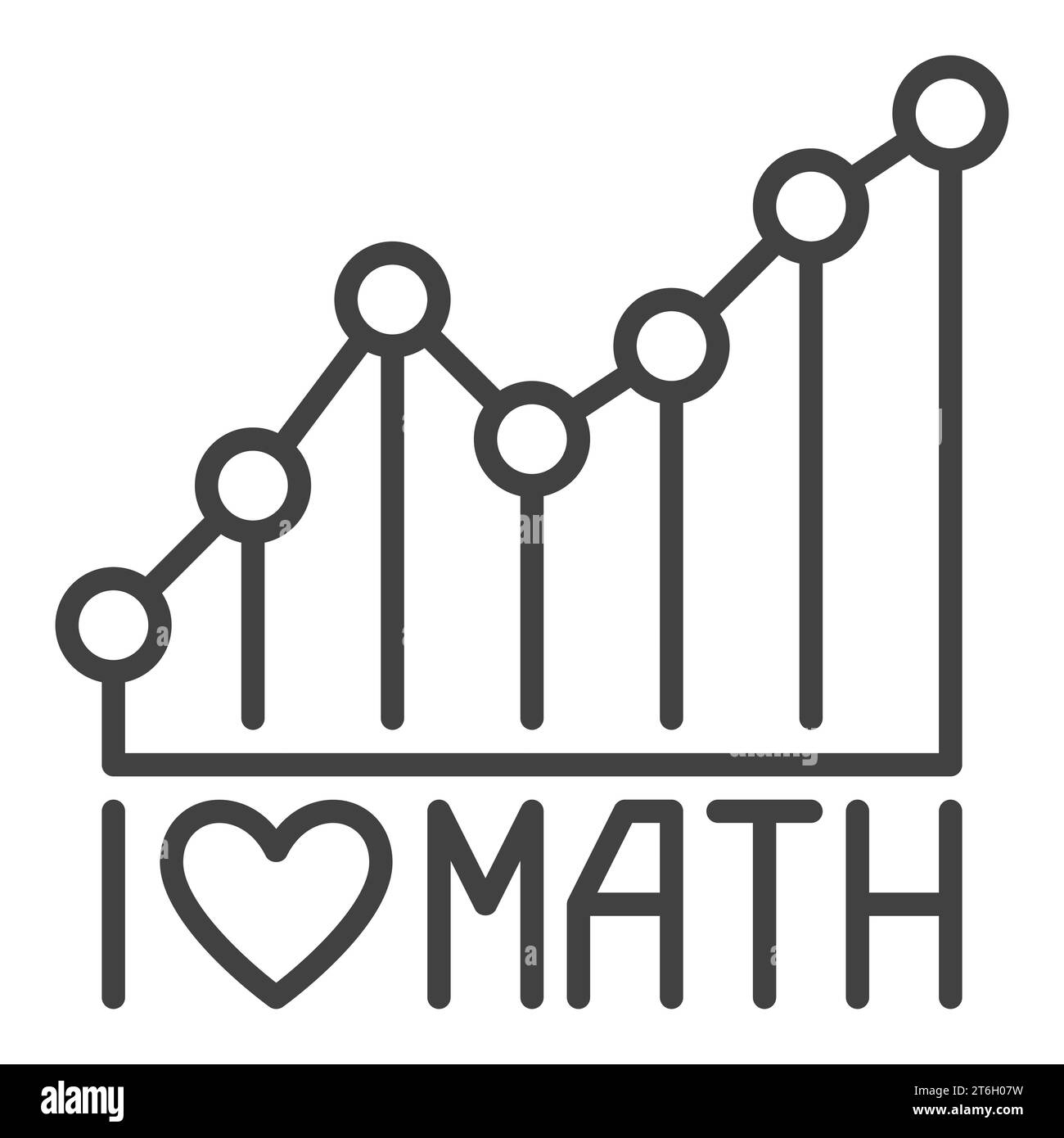I Love Math Vector Mathematics Graph concept icône de ligne mince ou symbole Illustration de Vecteur