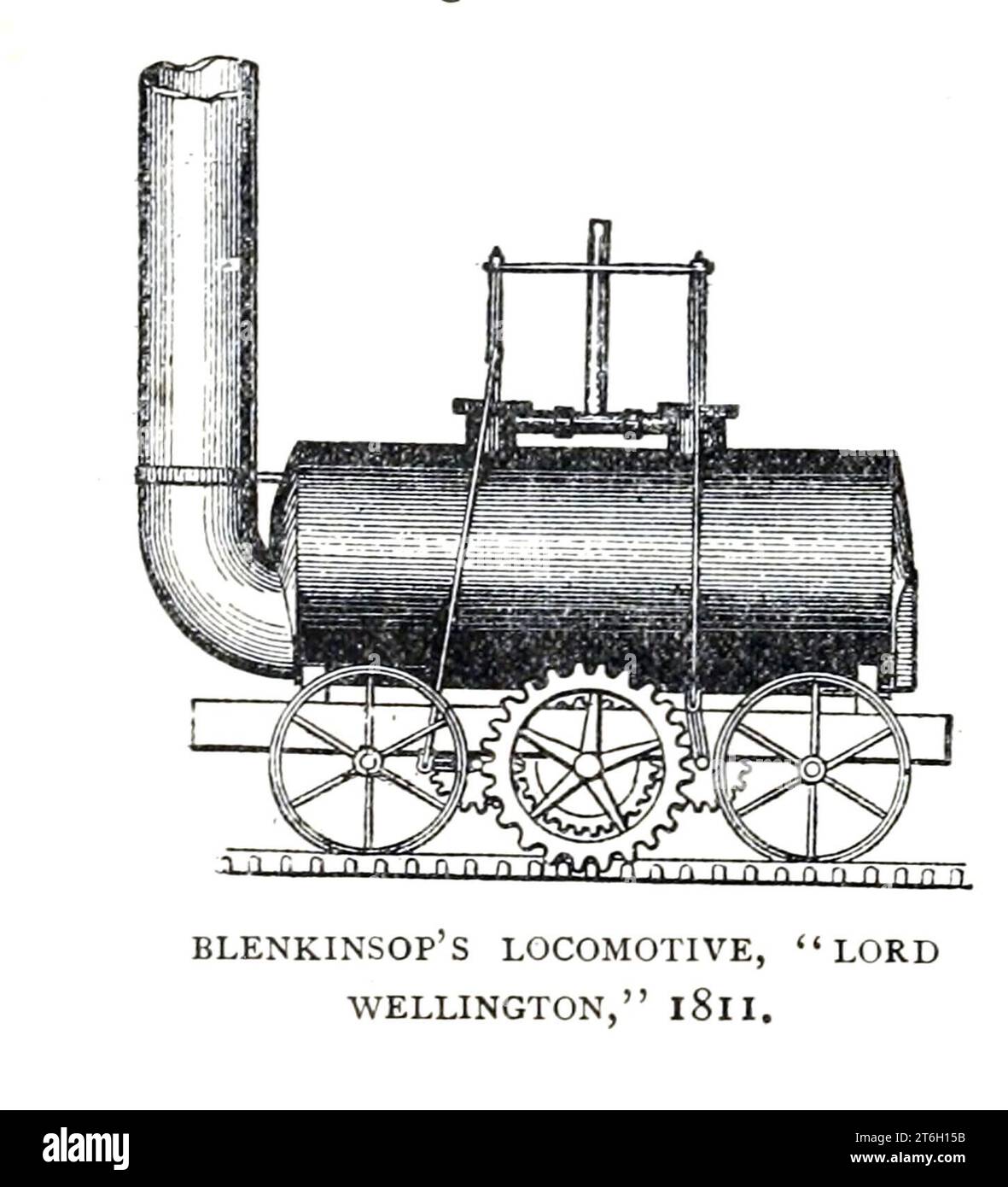 BLENKINSOP'S LOCOMOTIVE, Lord Wellington, 181I John Blenkinsop (1783 - 22 janvier 1831) était un ingénieur minier anglais et un inventeur de locomotives à vapeur, qui a conçu la première locomotive ferroviaire pratique à partir des LOCOMOTIVES PIONNIÈRES de l'article EN ANGLETERRE ET EN AMÉRIQUE. Par Alfred Mathews. Extrait du magazine Engineering CONSACRÉ AU PROGRÈS INDUSTRIEL Volume XII octobre 1896 à mars 1897 The Engineering Magazine Co Banque D'Images