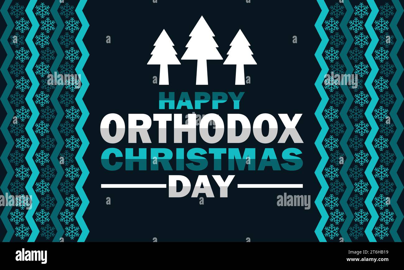 Joyeux Noël orthodoxe. Illustration vectorielle. Concept de vacances. Modèle pour arrière-plan, bannière, carte, affiche avec inscription de texte. Illustration de Vecteur