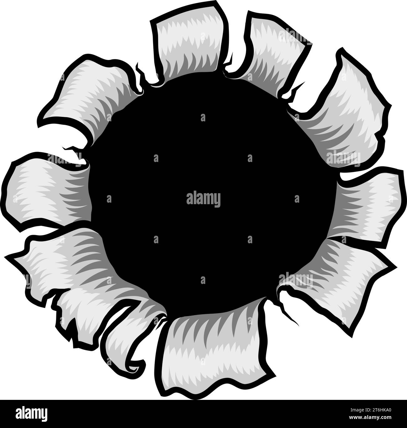 Pistolet de déchirure en papier métallique à trou de balle tiré à travers le mur Illustration de Vecteur