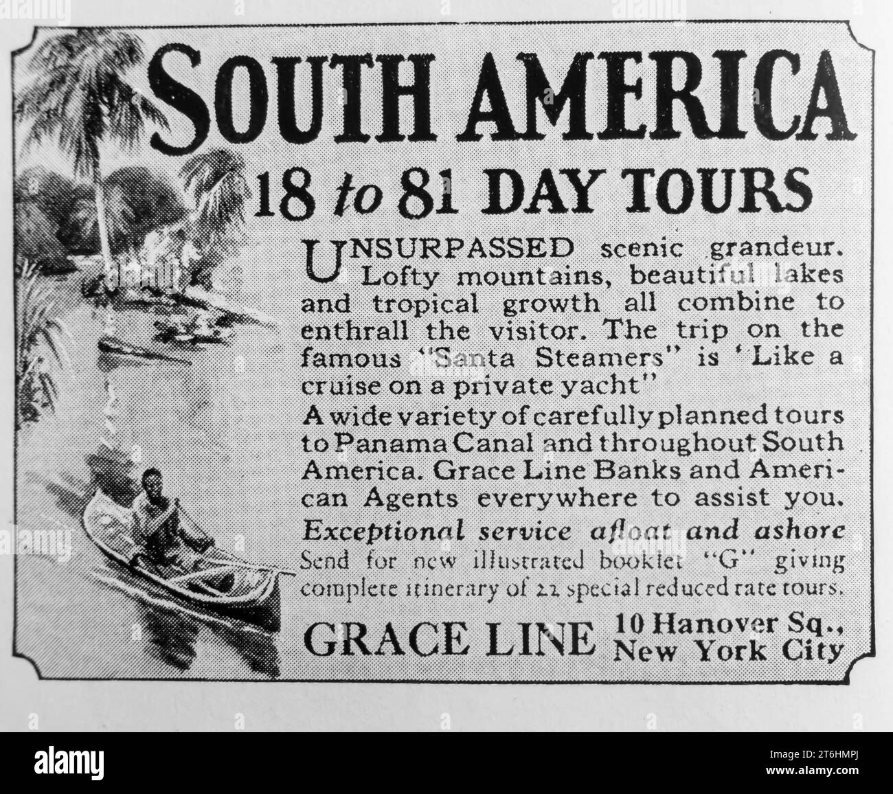 1927 Grace Line Amérique du Sud tournée ad Banque D'Images