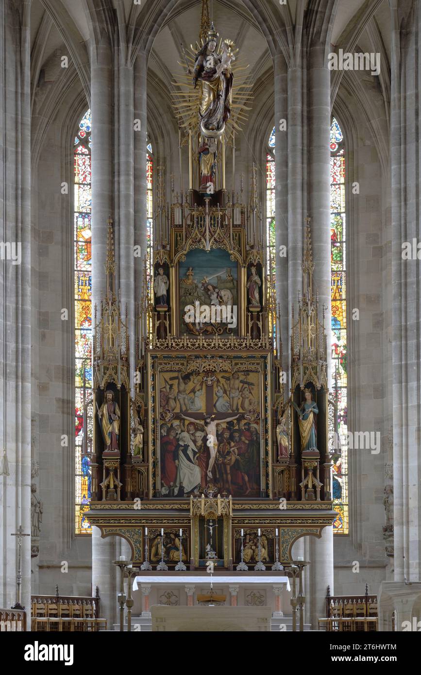 Photo de l'intérieur de l'église paroissiale de la ville de St. George à Dinkelsbühl, Bavière, Allemagne Banque D'Images