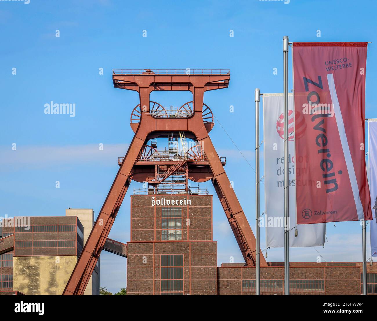 Essen, région de la Ruhr, Rhénanie-du-Nord-Westphalie, Allemagne - Zeche Zollverein, patrimoine mondial de l'UNESCO Zollverein, Foerderturm. Banque D'Images