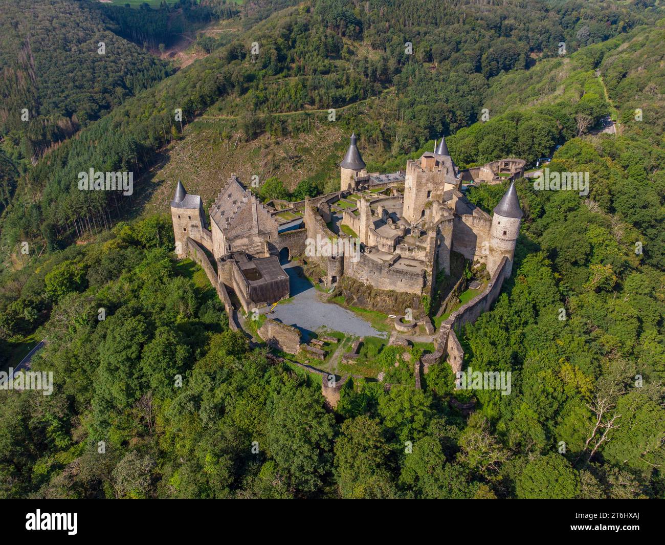 Château de Bourscheid dans la vallée de la Sure, Ardennes, Grand-Duché de Luxembourg, Bourscheid, Benelux, pays du Benelux, Diekirch, Luxembourg, Letzebuerg Banque D'Images