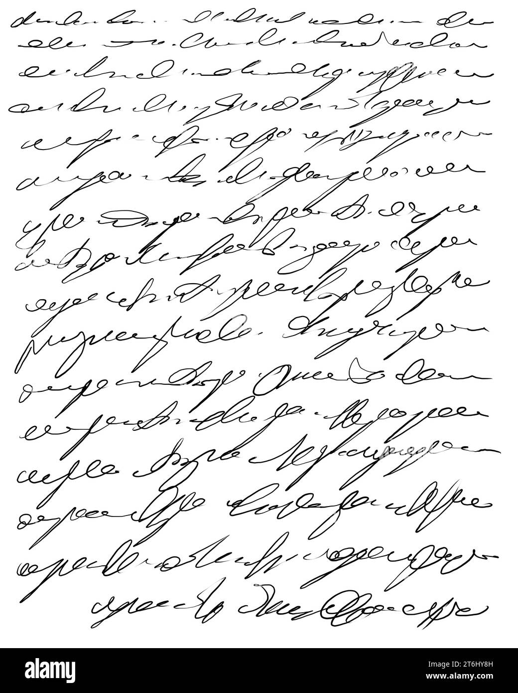 Texte manuscrit abstrait, notes, griffons, écriture extraterrestre Banque D'Images