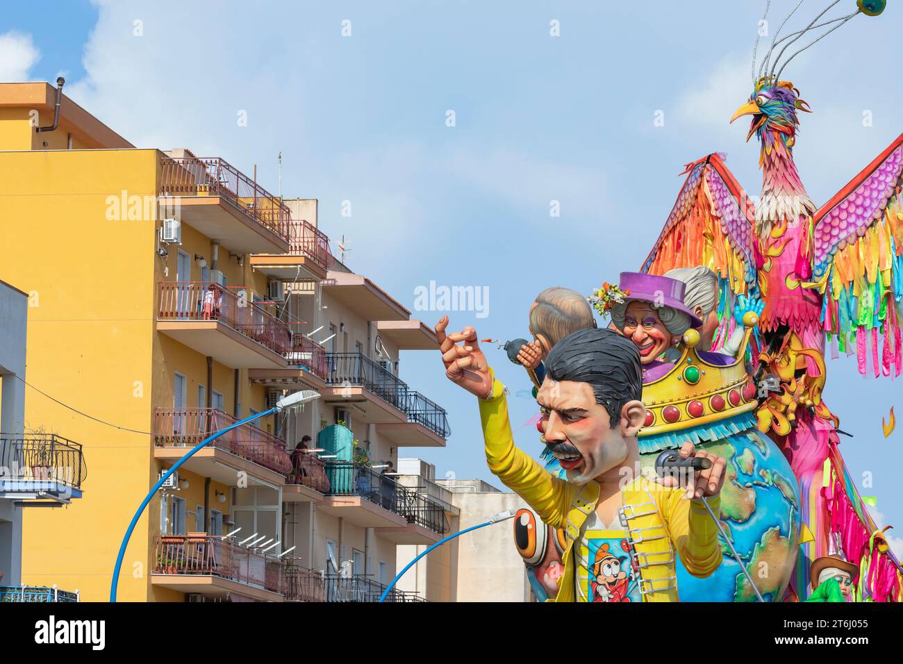 Flotteur de carnaval, Sciacca, district d'Agrigente, Sicile, Italie Banque D'Images
