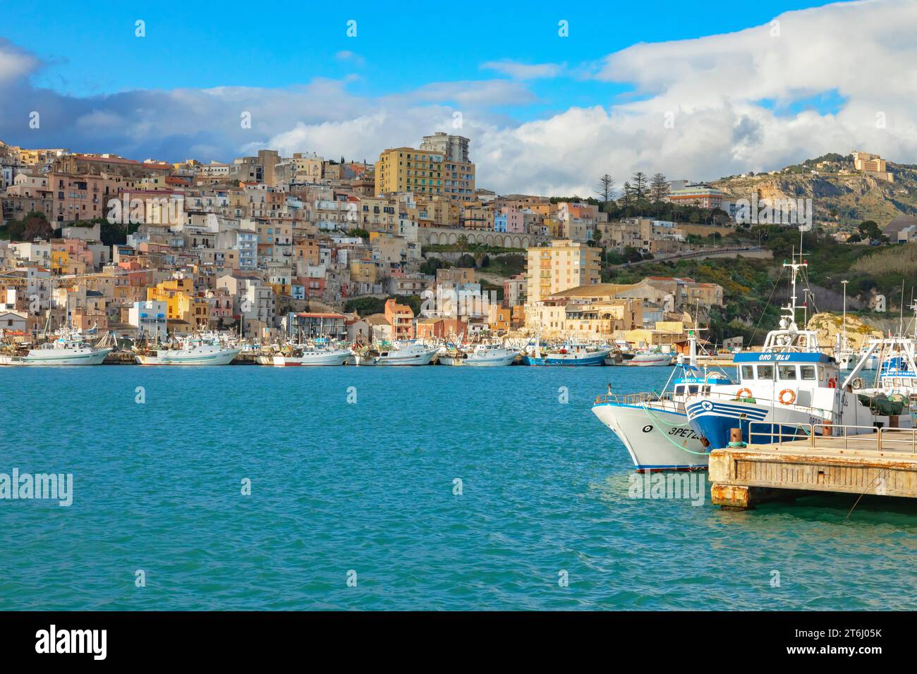 Port de Sciacca, Sciacca, district d'Agrigente, Sicile, Italie Banque D'Images