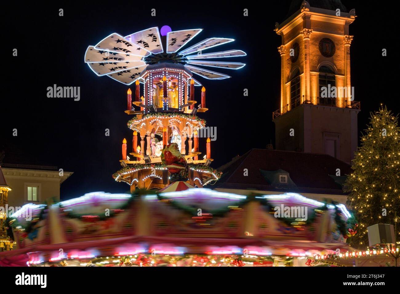 Allemagne, Bade-Wuerttemberg, Karlsruhe, marché de Noël. Banque D'Images