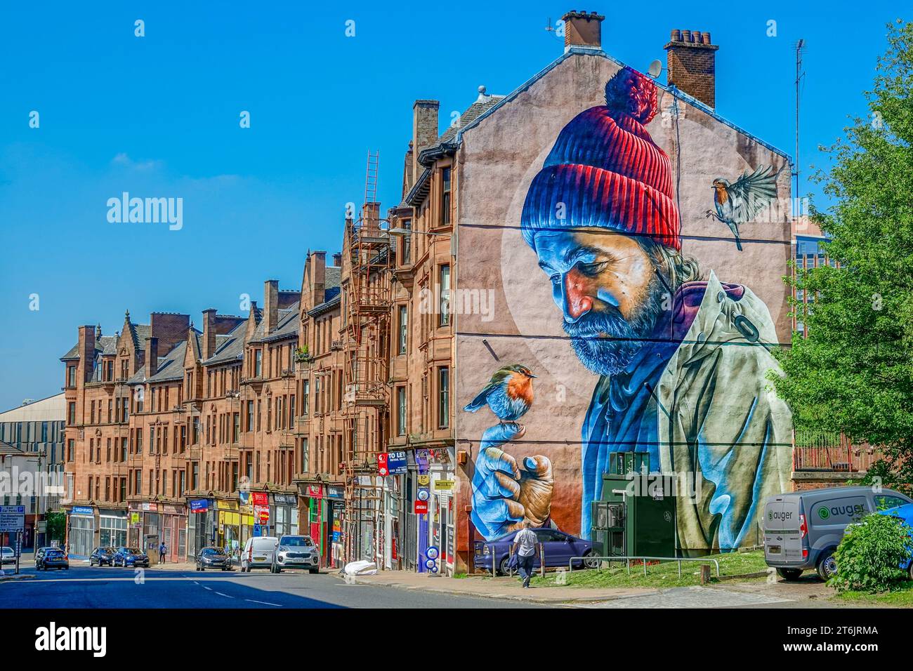 Oiseau homme de Glasgow murale Banque D'Images