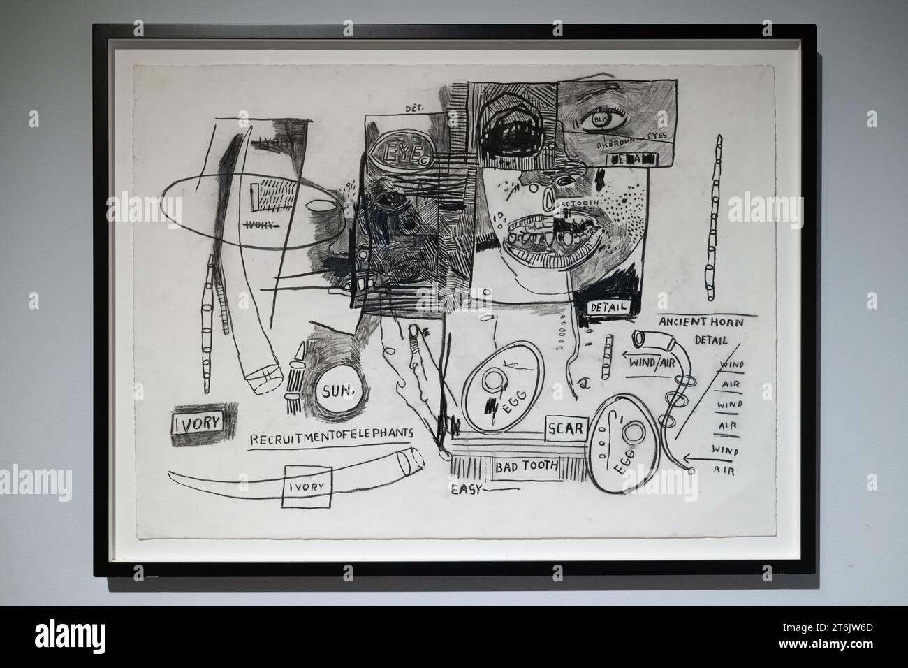 Une peinture de Jean-Michel Basquiat intitulée 'Untitled (Bad Tooth and Ivory)' exposée à la maison de vente aux enchères Sotheby's le 10 novembre 2023 à New York Banque D'Images