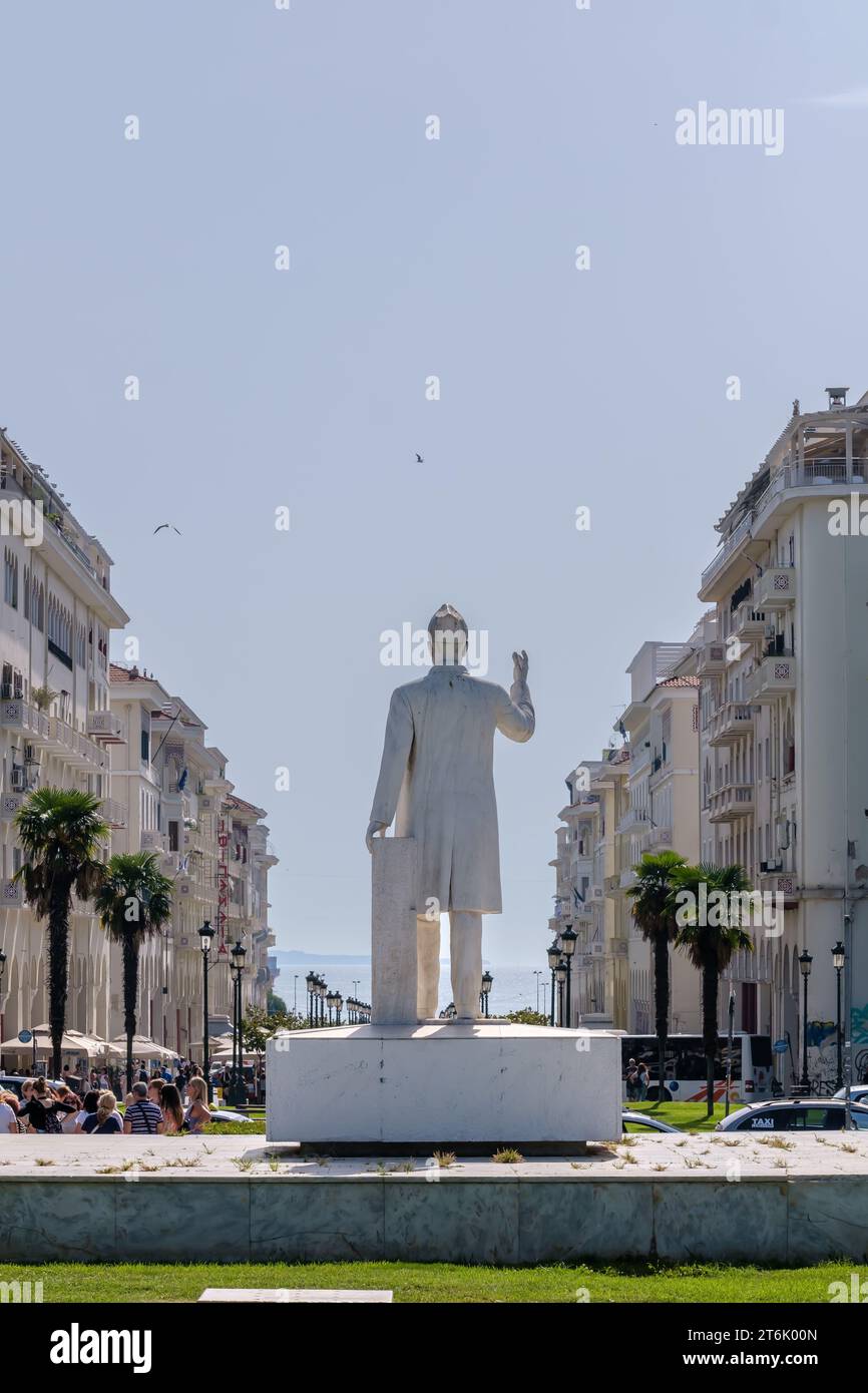 Thessalonique, Grèce - 22 septembre 2023 : la statue d'Eleftherios Venizelos, l'homme d'État grec à Thessalonique Grèce Banque D'Images