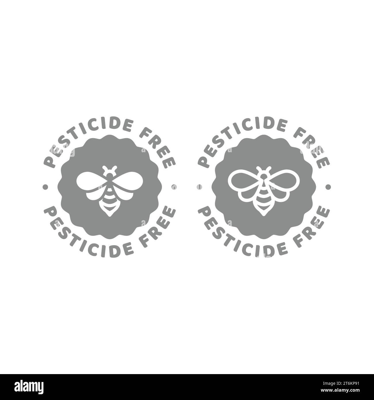 Sans pesticide avec étiquette vecteur abeille. Pas d'icône représentant un cercle de pesticides. Illustration de Vecteur