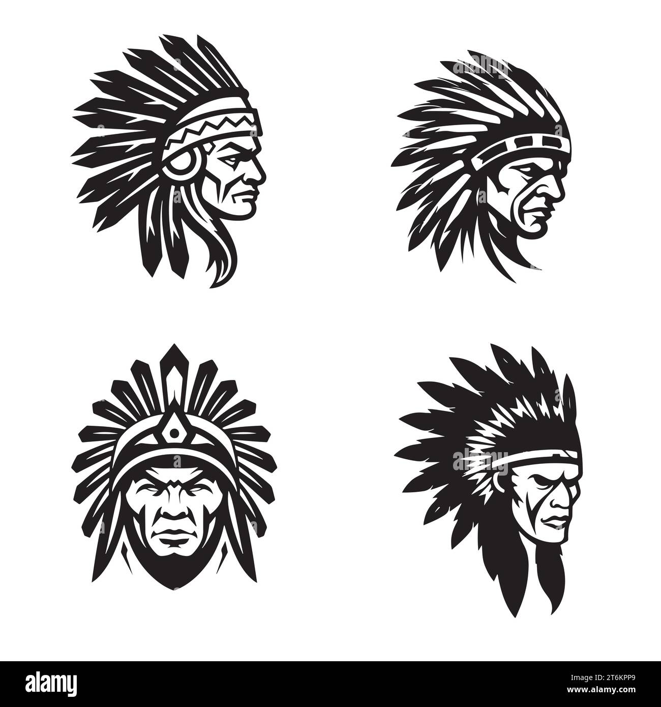 Indian Chief Head icônes graphiques Set Vector illustration Illustration de Vecteur
