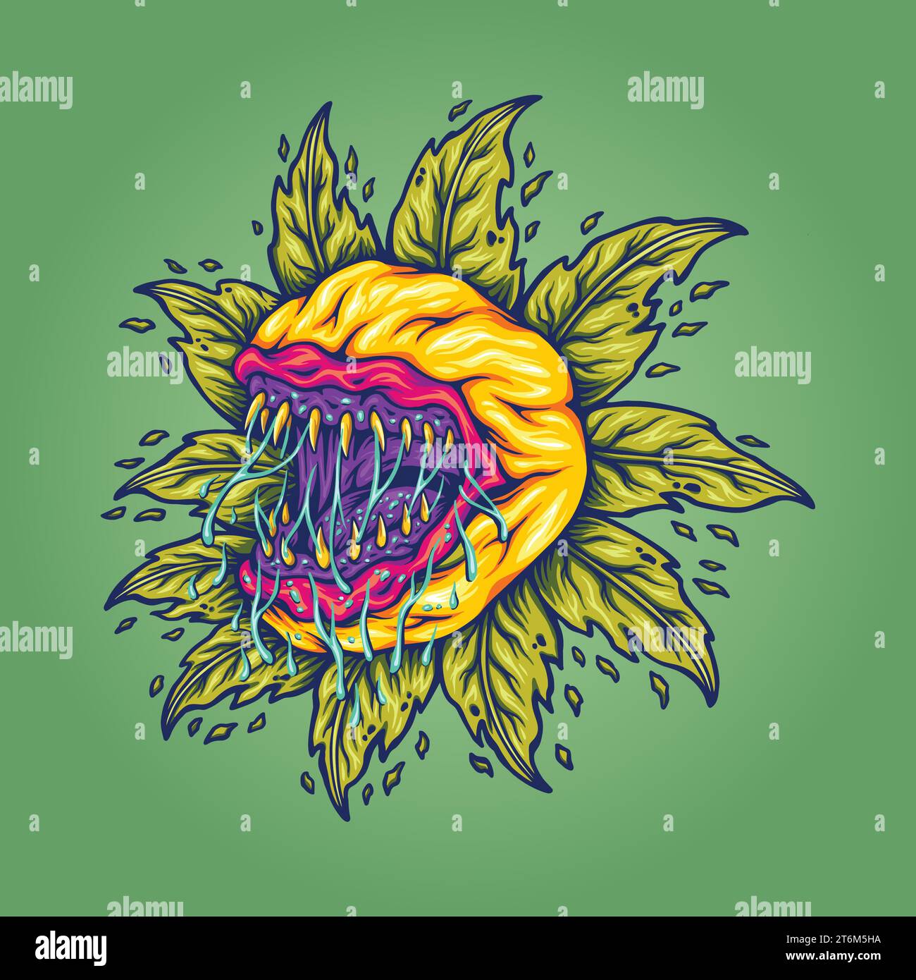 Illustrations vectorielles de plantes monstres d'horreur florale pour votre logo de travail, t-shirt de marchandises, autocollants et dessins d'étiquettes, affiche, cartes de voeux advertisi Illustration de Vecteur