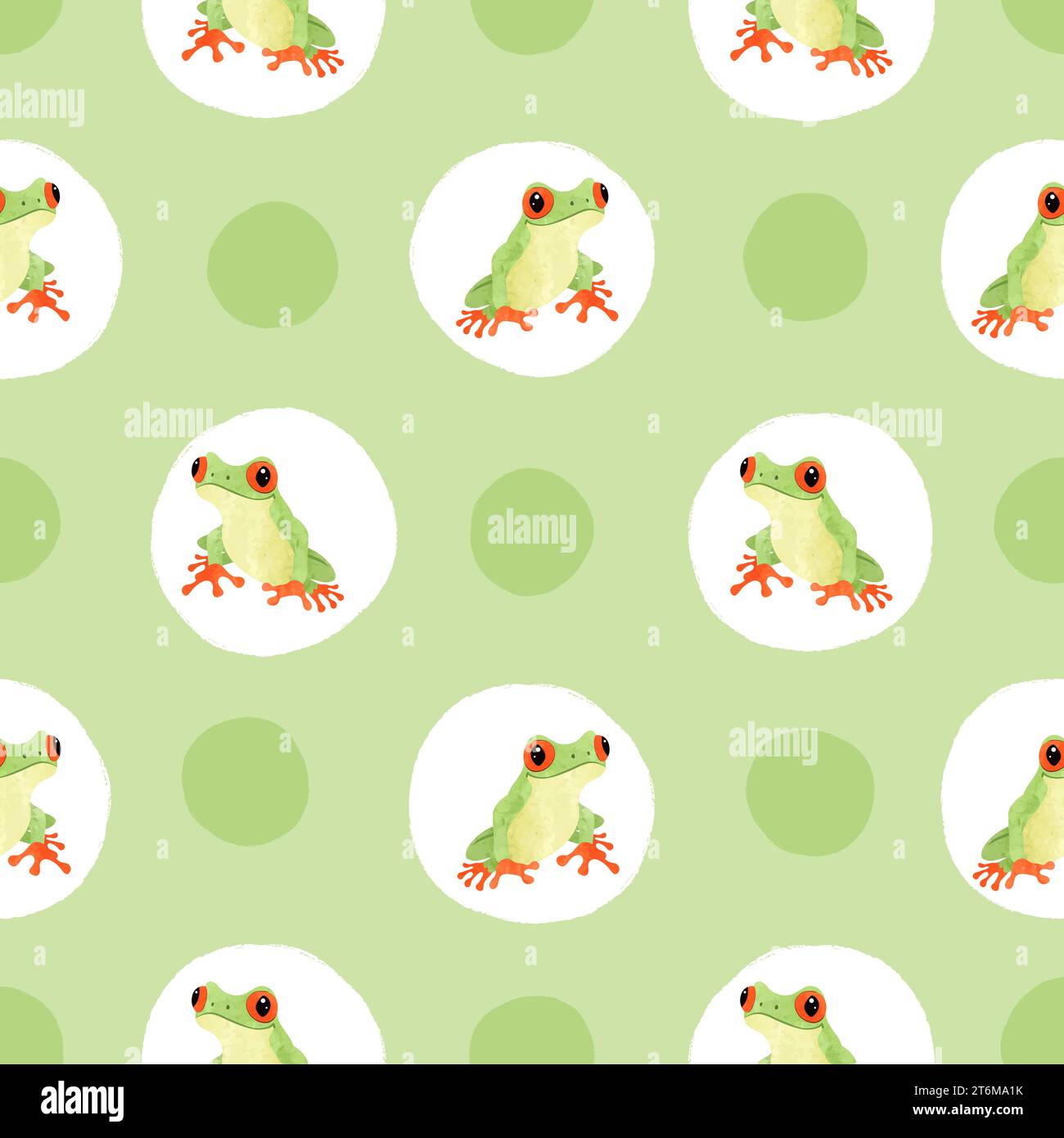 Joli motif de grenouille d'arbre aquarelle. Fond à pois sans couture, conception de tissu Illustration de Vecteur