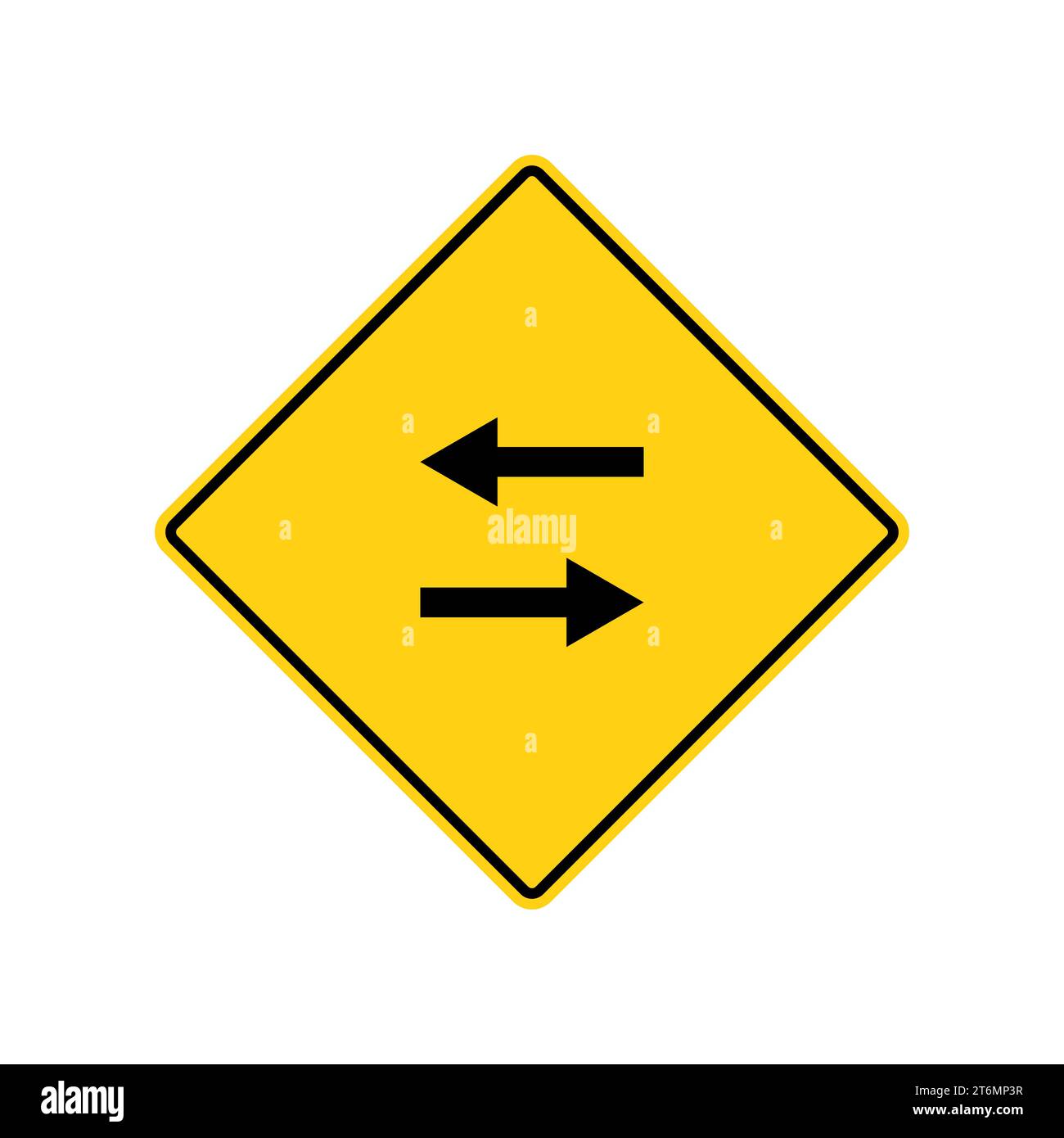 Panneau jaune : panneau fléché. Panneau commun sur route. Illustration vectorielle sur fond blanc. Illustration de Vecteur
